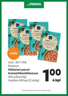 Esikatselu Prisma tarjoukset pavut voimassa alkaen 30/07/2025