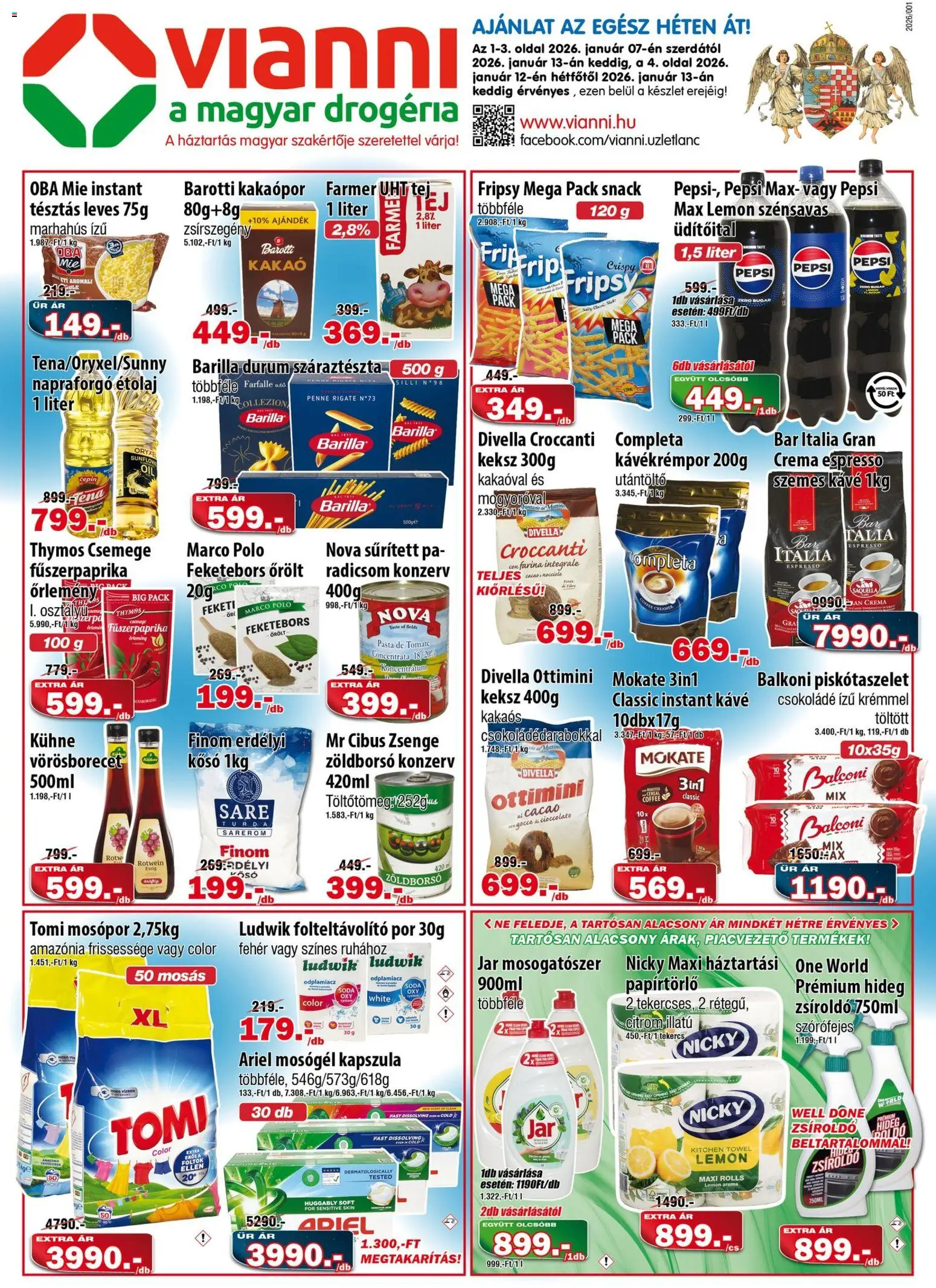 Vianni Akciós újság - 1oldal - érvényes 2026.01.07.-tól