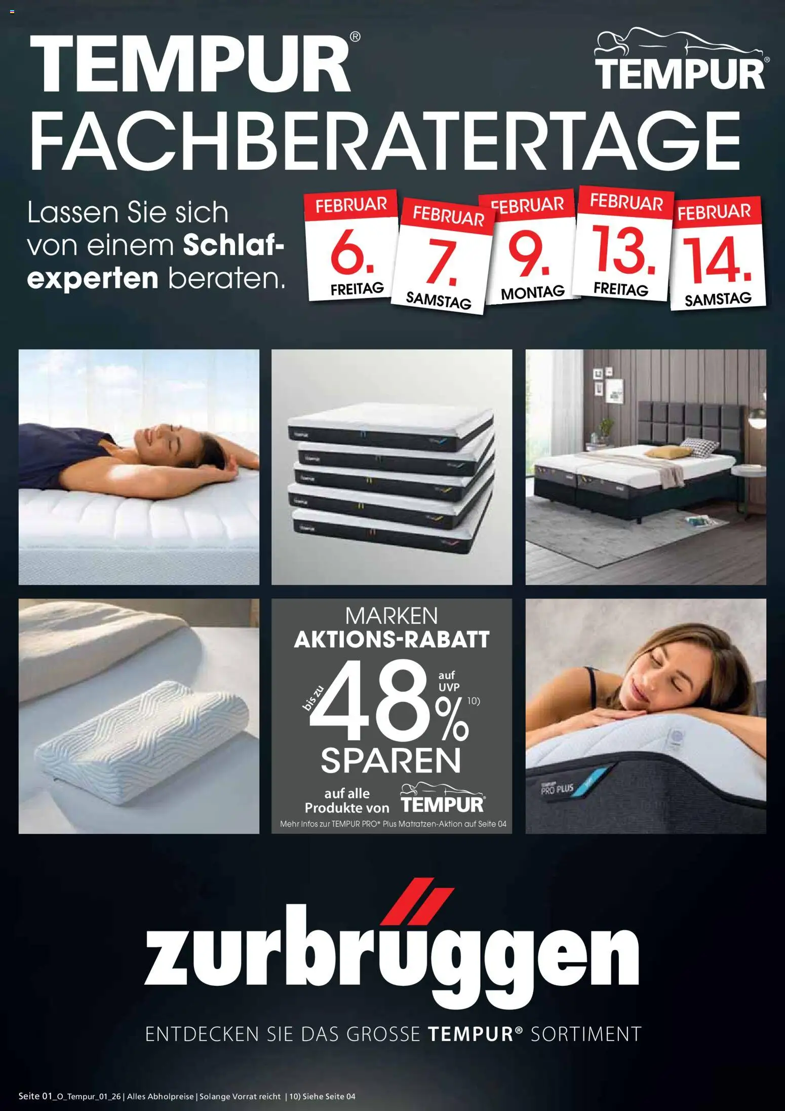 Zurbrüggen  Tempur Fachberatertage - Seite 1 - gültig ab 06.02.2026