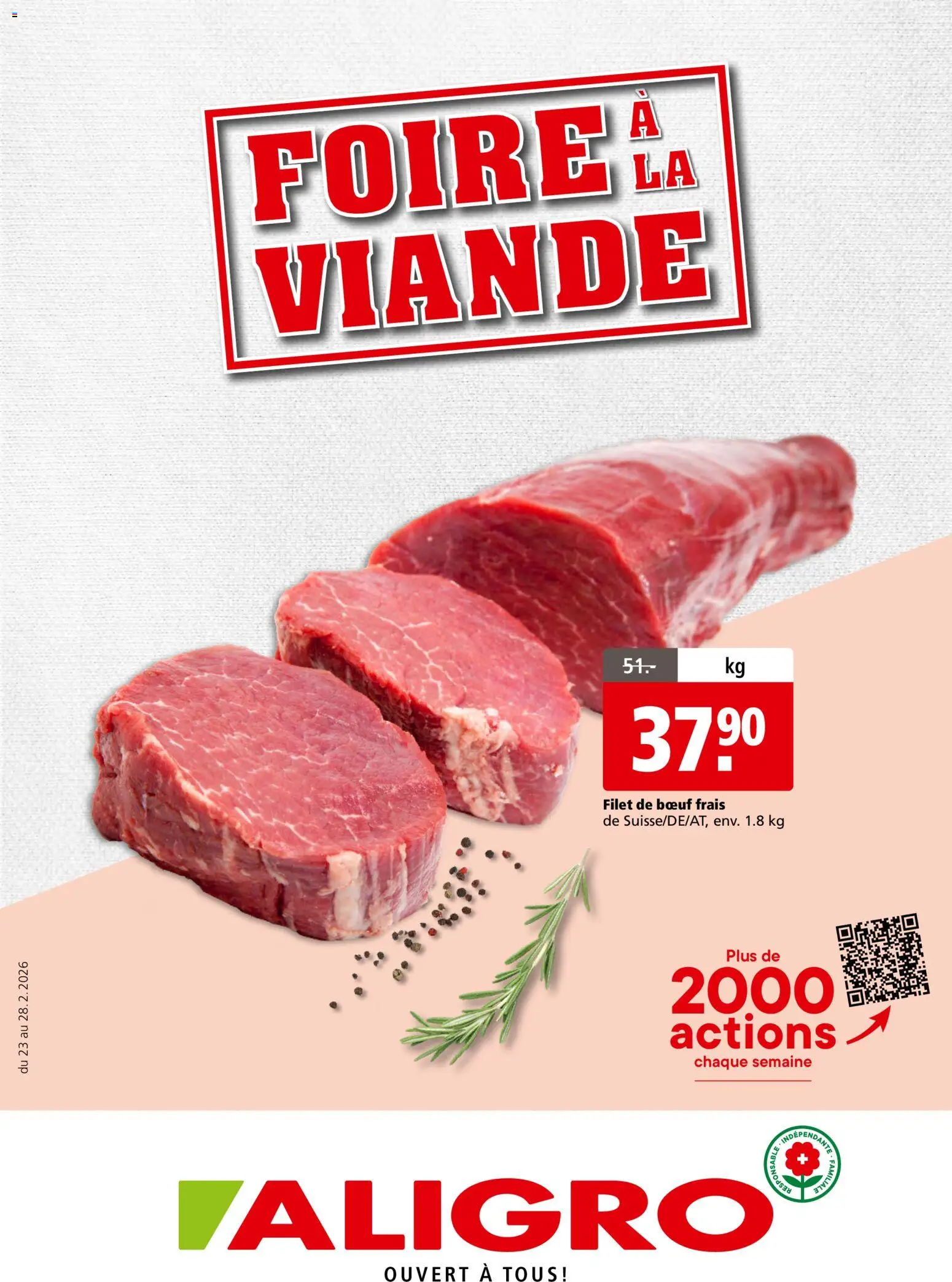 Aligro Aktionen Foire à la Viande Chavannes, Matran, Genève, Sion - Seite 1- gültig ab 23.08.2026