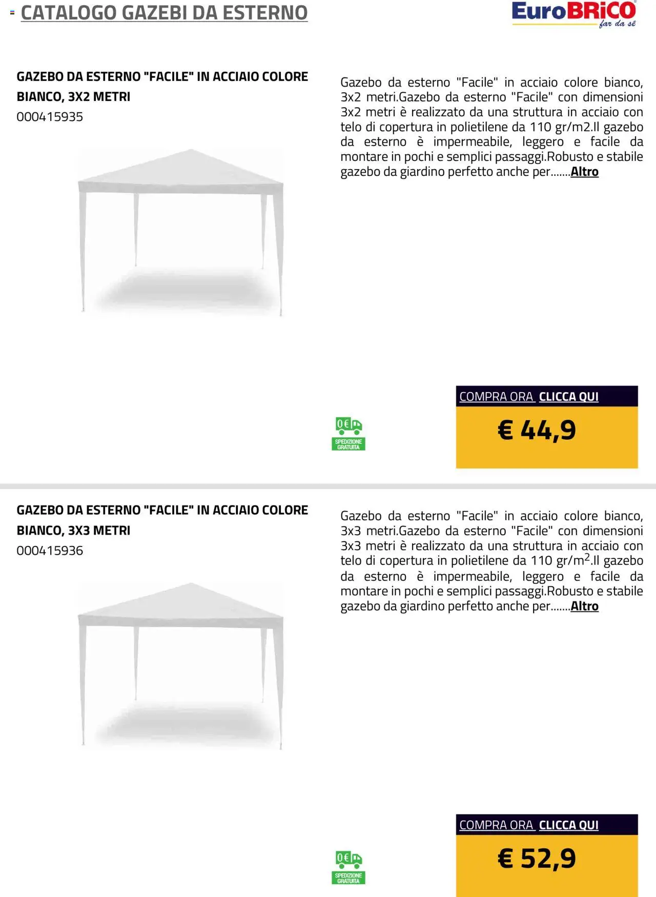 Eurobrico Gazebi da esterno catalogo - pagina 13 - valido dal 23/07/2025