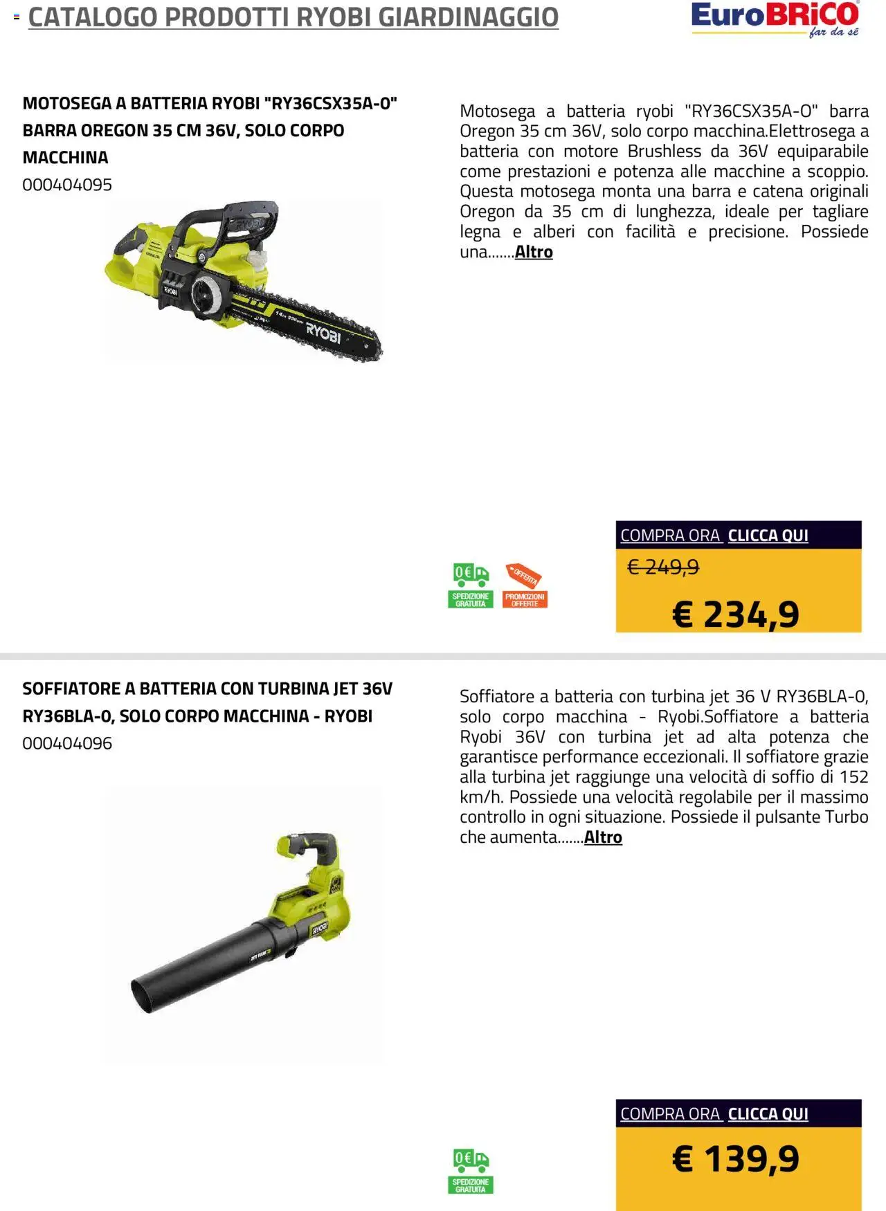 Eurobrico Prodotti Ryobi Giardinaggio catalogo - pagina 36 - valido dal 23/07/2025