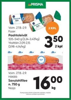 Esikatselu Prisma tarjoukset - Ketjukampanjat voimassa alkaen 27/08/2025