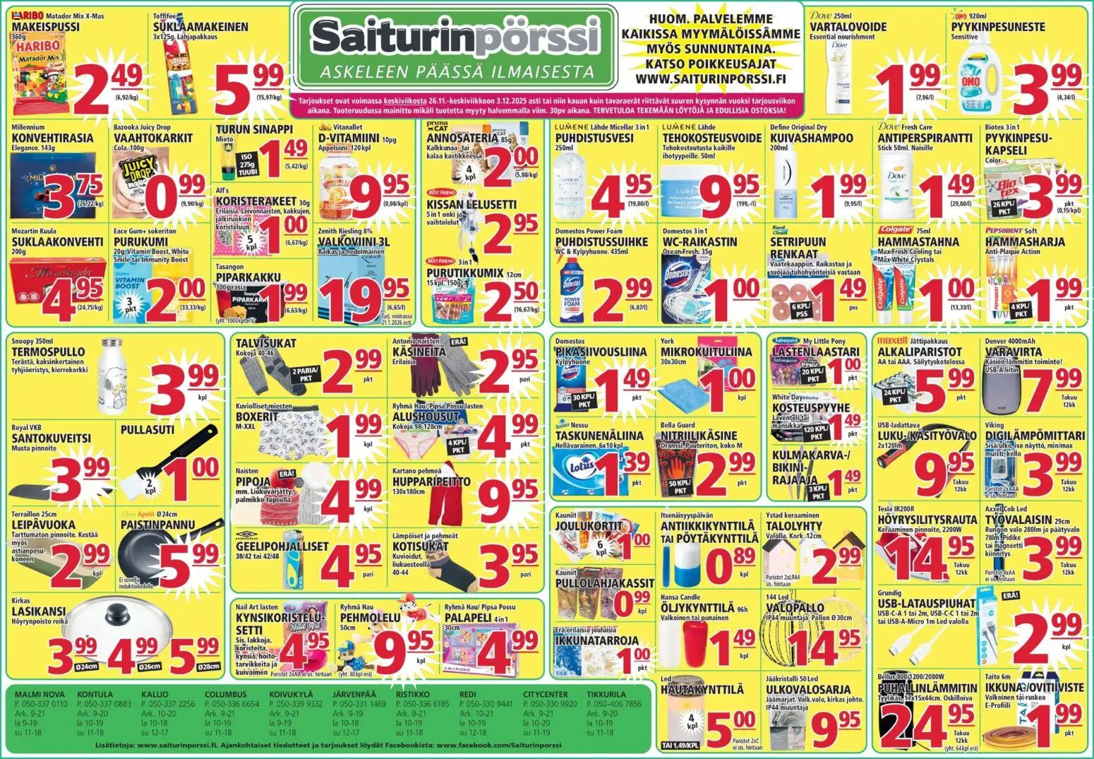 Saiturinpörssi tarjoukset - sivu 1- voimassa alkaen 26/11/2025