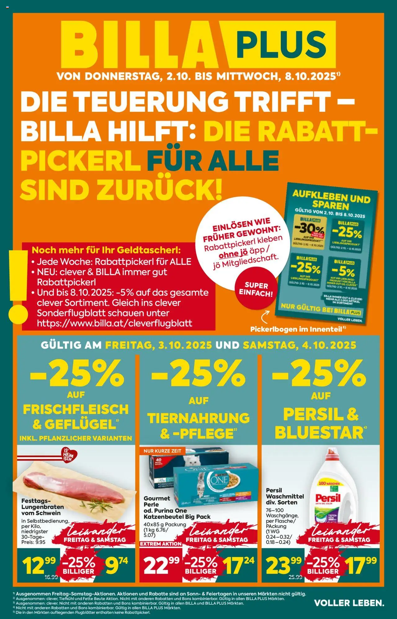 Billa Plus Flugblatt - Seite 1- gültig ab 02.10.2025