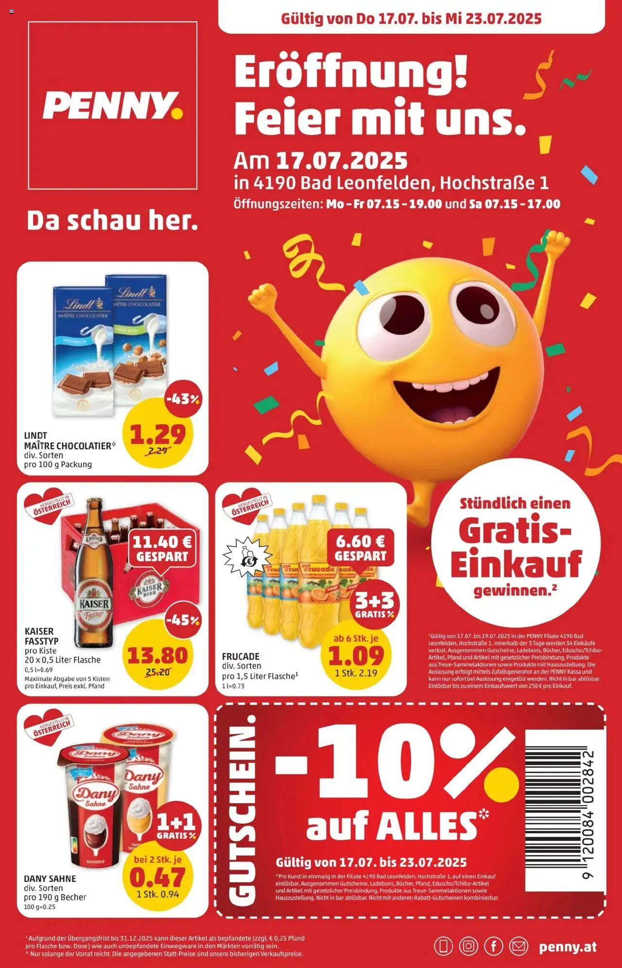 Penny Markt - Eröffnung in 4190 Bad Leonfelden - Seite 1- gültig ab 17.07.2025