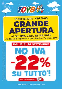 Anteprima Toys Center Apertura Settimo Torinese catalogo valida dal 18/09/2025