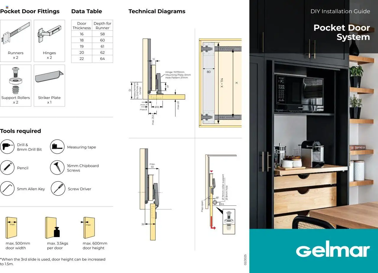 Gelmar 1 Door Pocket Door System - page 1- valid from 01/05/2025