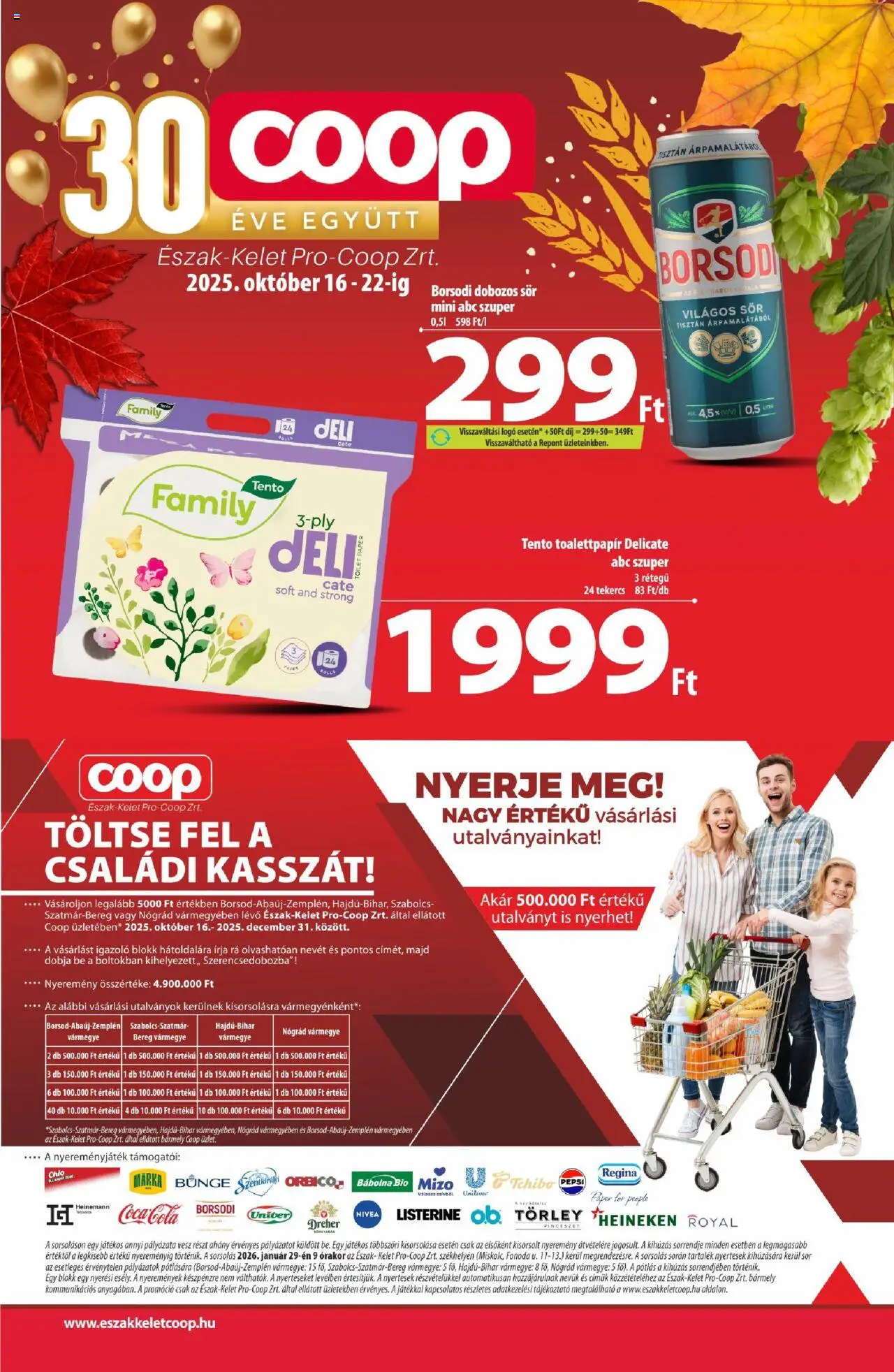COOP - Újság Észak Kelet Pro-Coop Zrt - 1oldal - érvényes 2025.10.16.-tól