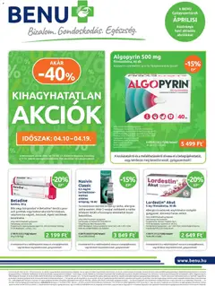 Előnézet BENU Gyógyszertárak akciós újság érvényes 2026.04.01.-tól