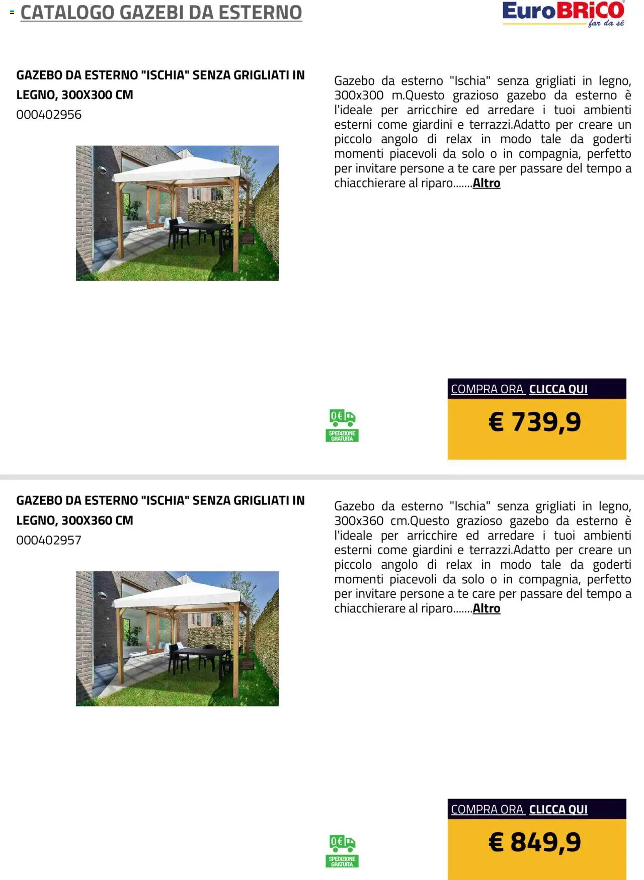 Eurobrico Gazebi da esterno catalogo - pagina 11 - valido dal 23/07/2025