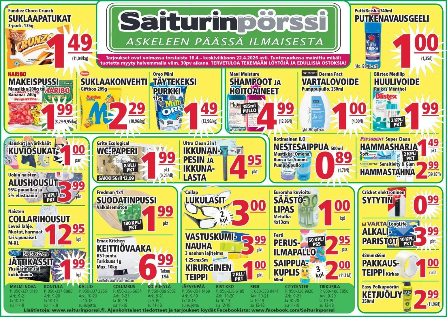 Saiturinpörssi tarjoukset - sivu 1- voimassa alkaen 16/04/2026