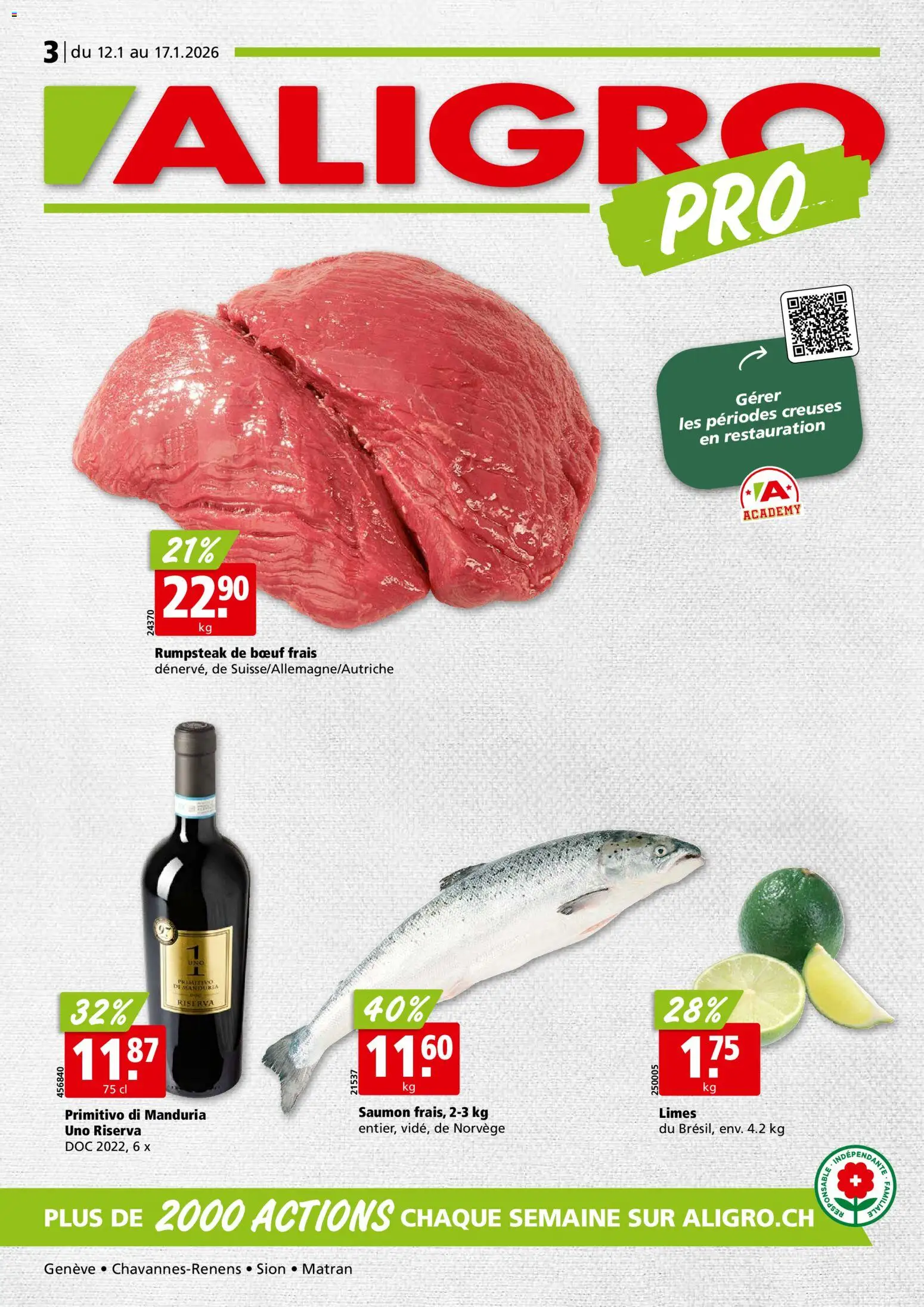 Aligro Aktionen Chavannes, Matran, Genève, Sion - Seite 1- gültig ab 12.01.2026