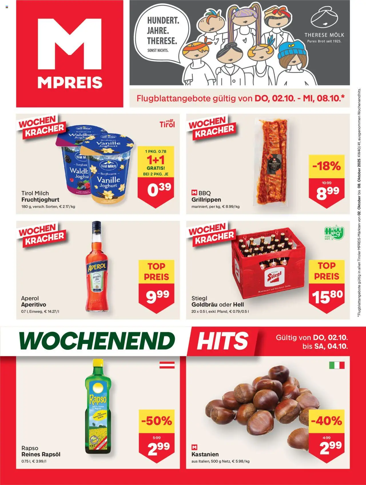 MPREIS Flugblatt - Seite 1- gültig ab 02.10.2025