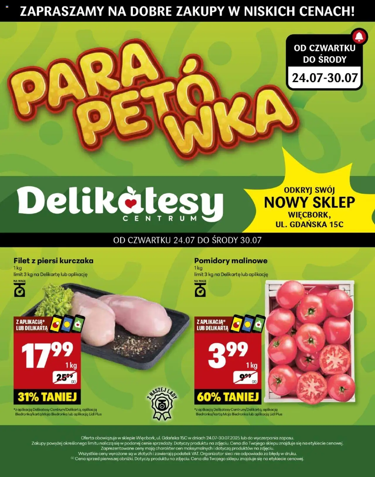 Delikatesy Centrum Gazetka - Więcbork Otwarcie - strona 1- ważny od 24.07.2025