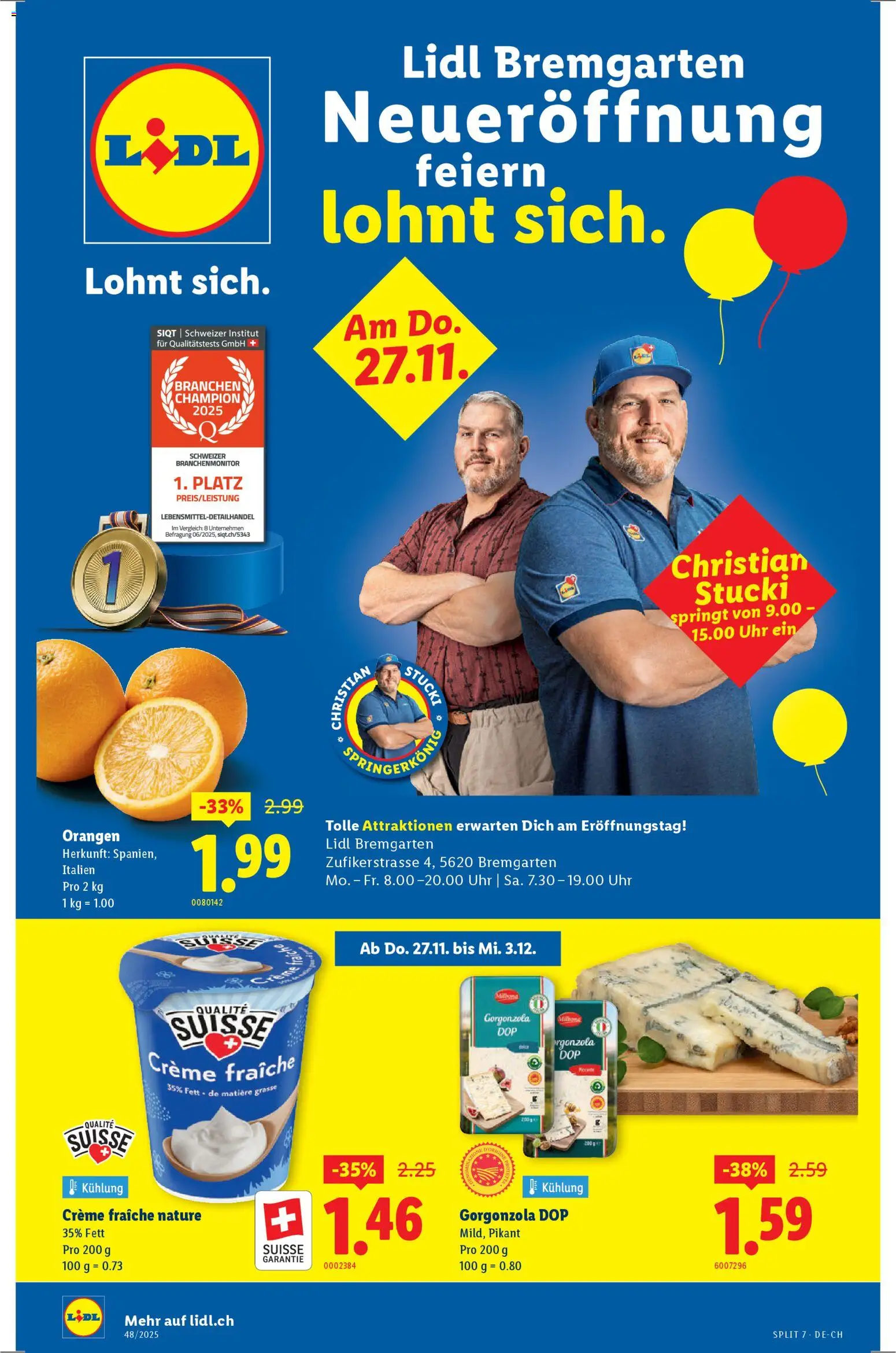 Lidl Aktionen Neueröffnung Bremgarten - Seite 1- gültig ab 27.11.2025