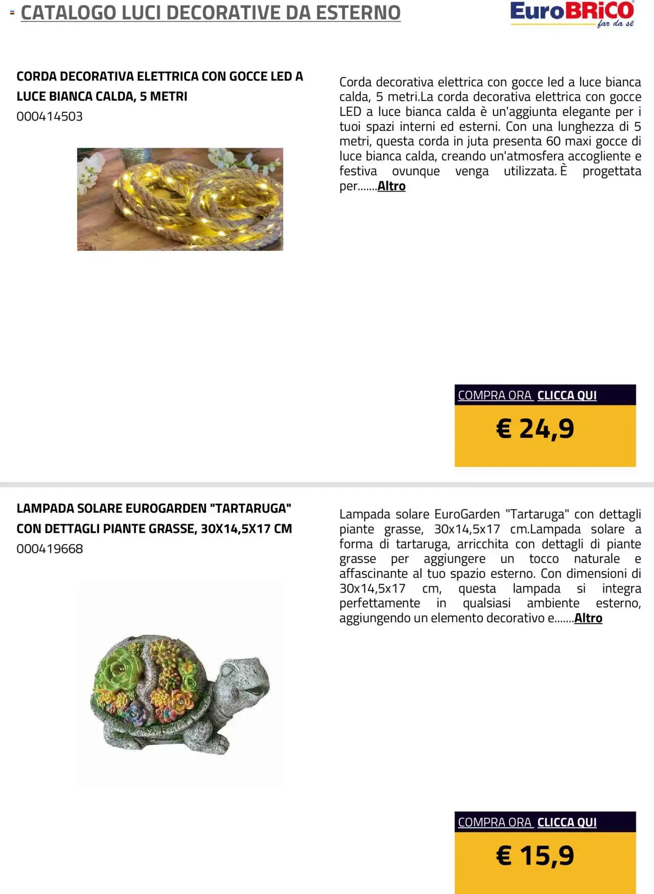 Eurobrico Luci Decorative da Esterno catalogo - pagina 20 - valido dal 23/07/2025