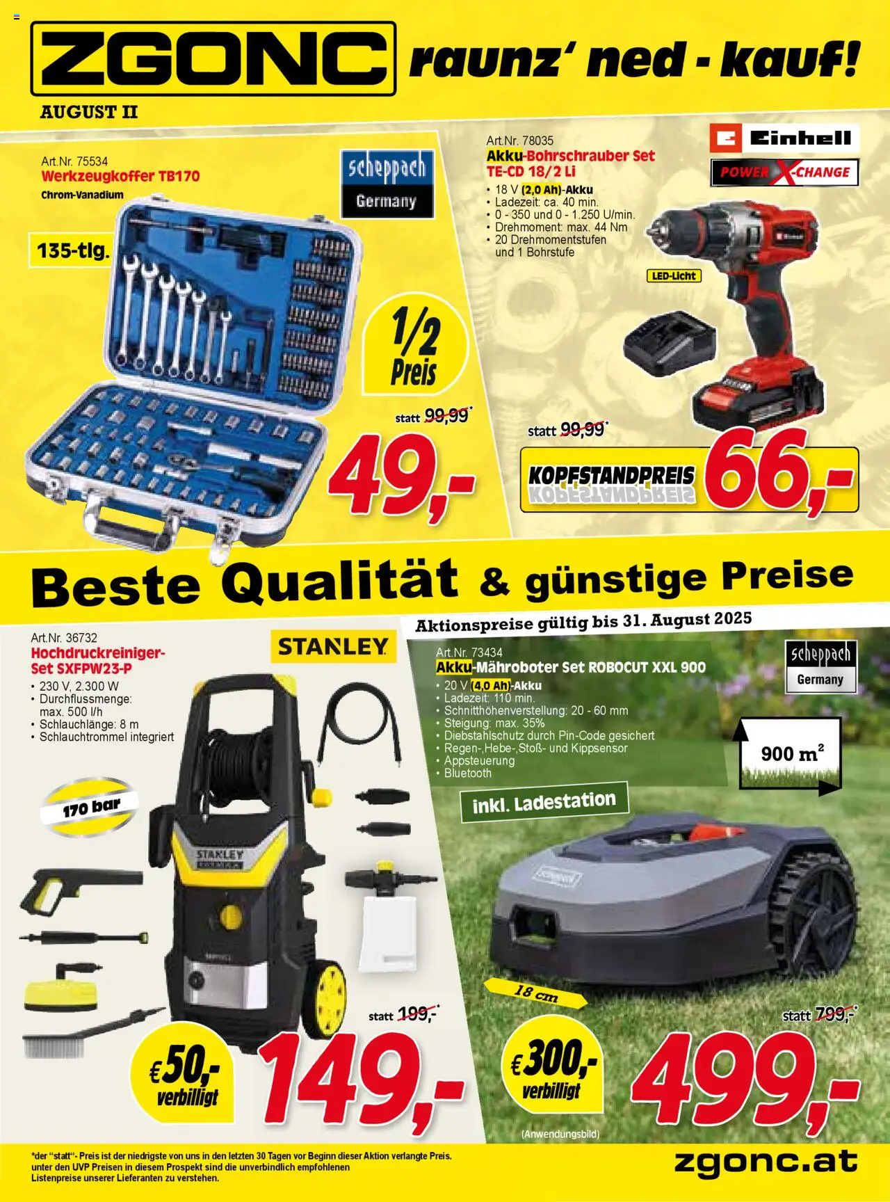 Zgonc - Flugblatt August II 2025 - Seite 1- gültig ab 15.08.2025