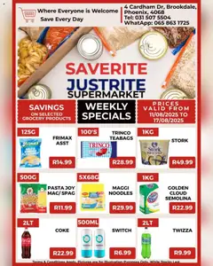 Preview Saverite Weekly Specials valid from 11/08/2025