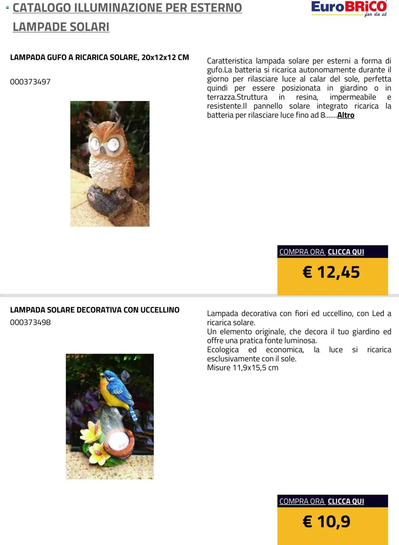 Eurobrico Illuminazione da esterno Lampade Solari catalogo - pagina 4 - valido dal 23/07/2025