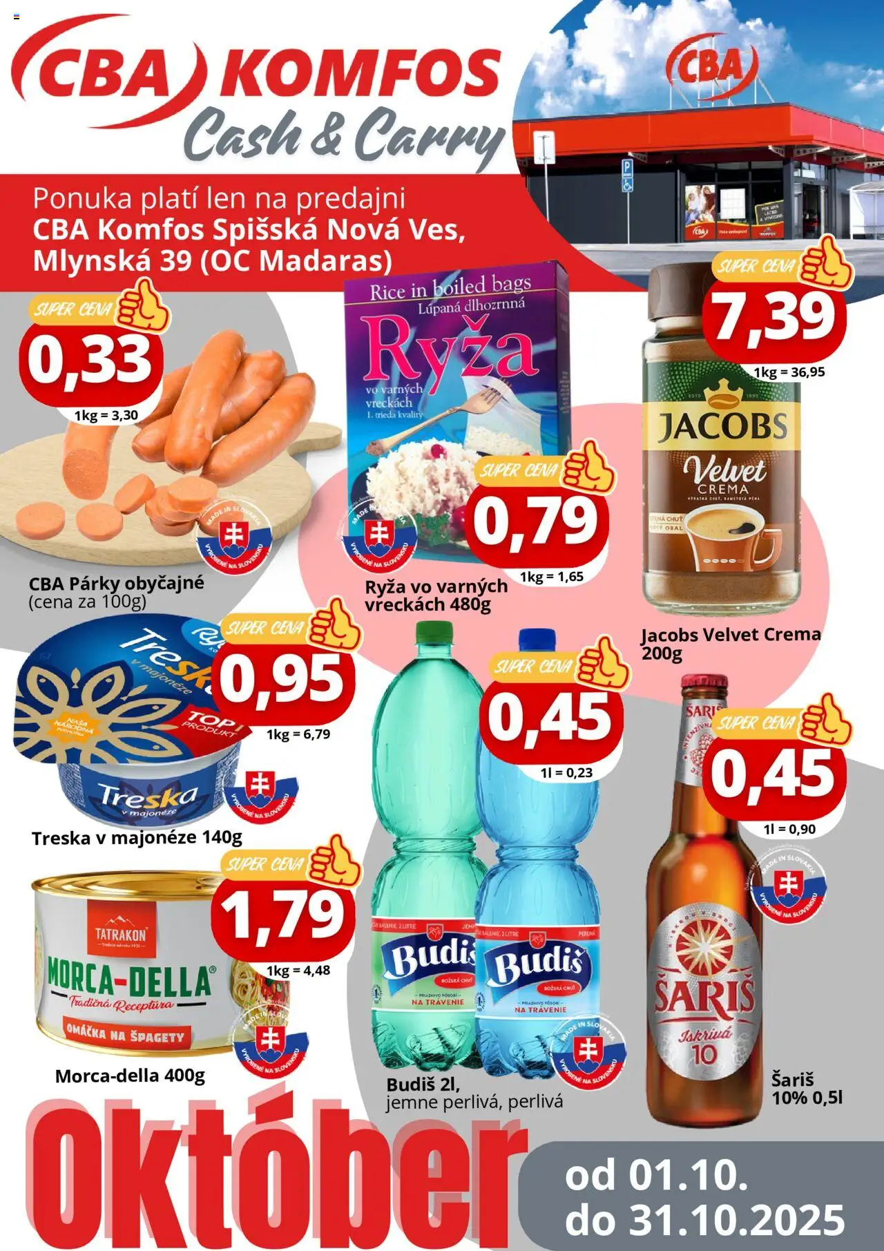 CBA Komfos Gastrocash Spišská Nová Ves - strana 1- platný od 01.10.2025