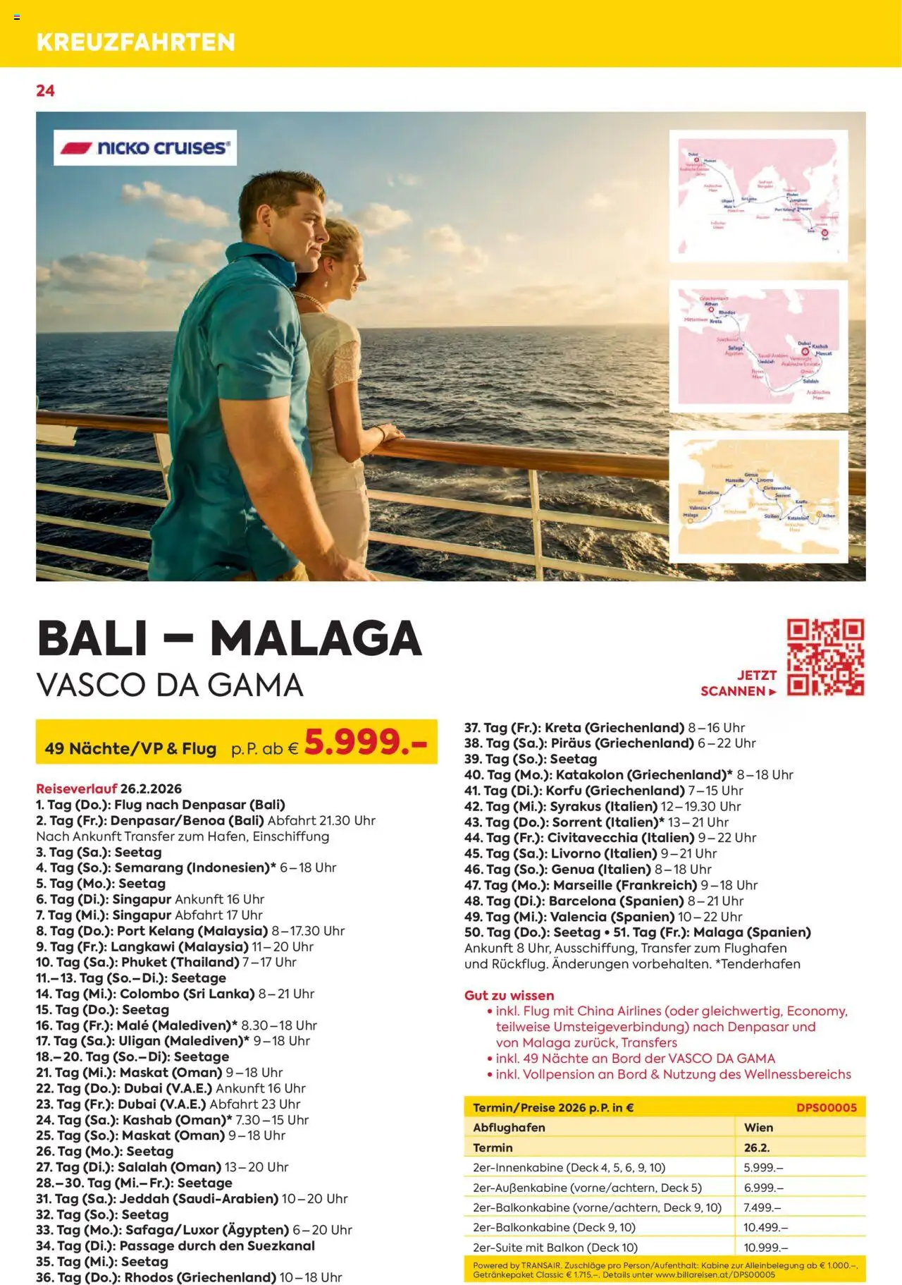 Billa Kreuzfahrten Rundreisen Erlebnisreisen 5/6 2025 - page 24- valid from 03.06.2025