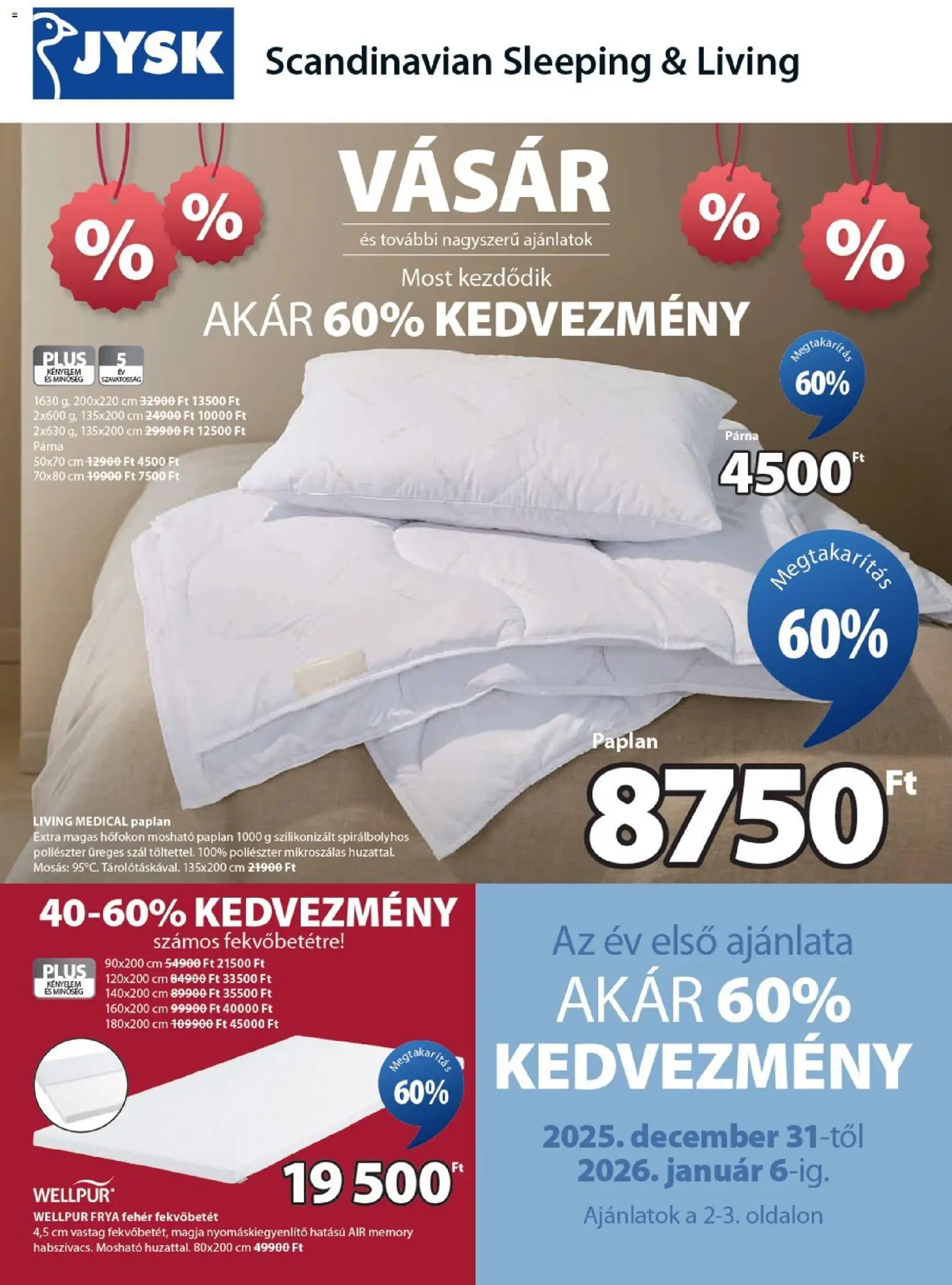 JYSK Akciós újság - 1oldal - érvényes 2025.12.31.-tól