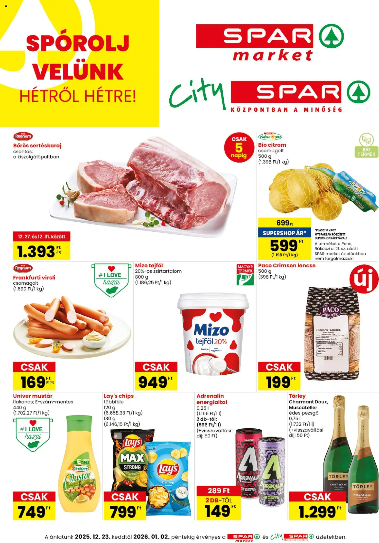 Spar Market Akciós újság - 1oldal - érvényes 2025.12.23.-tól
