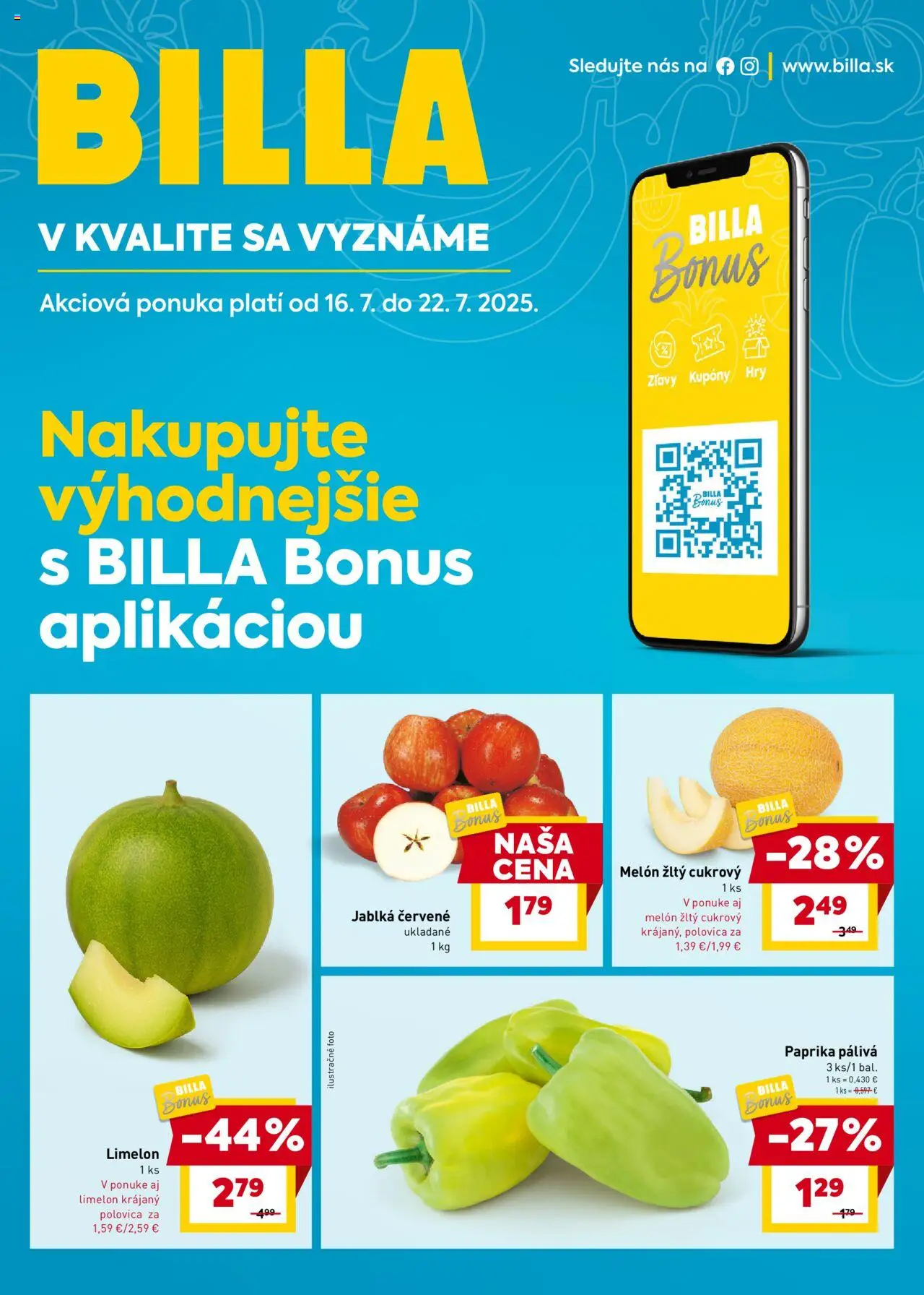 Billa Bonus leták - strana 1- platný od 16.07.2025