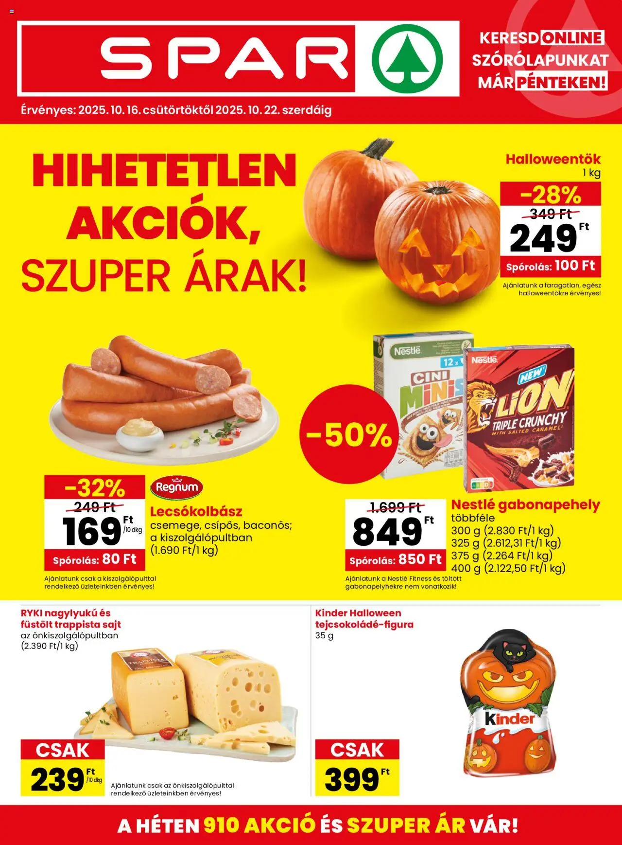 Spar Akciós újság - 1oldal - érvényes 2025.10.16.-tól