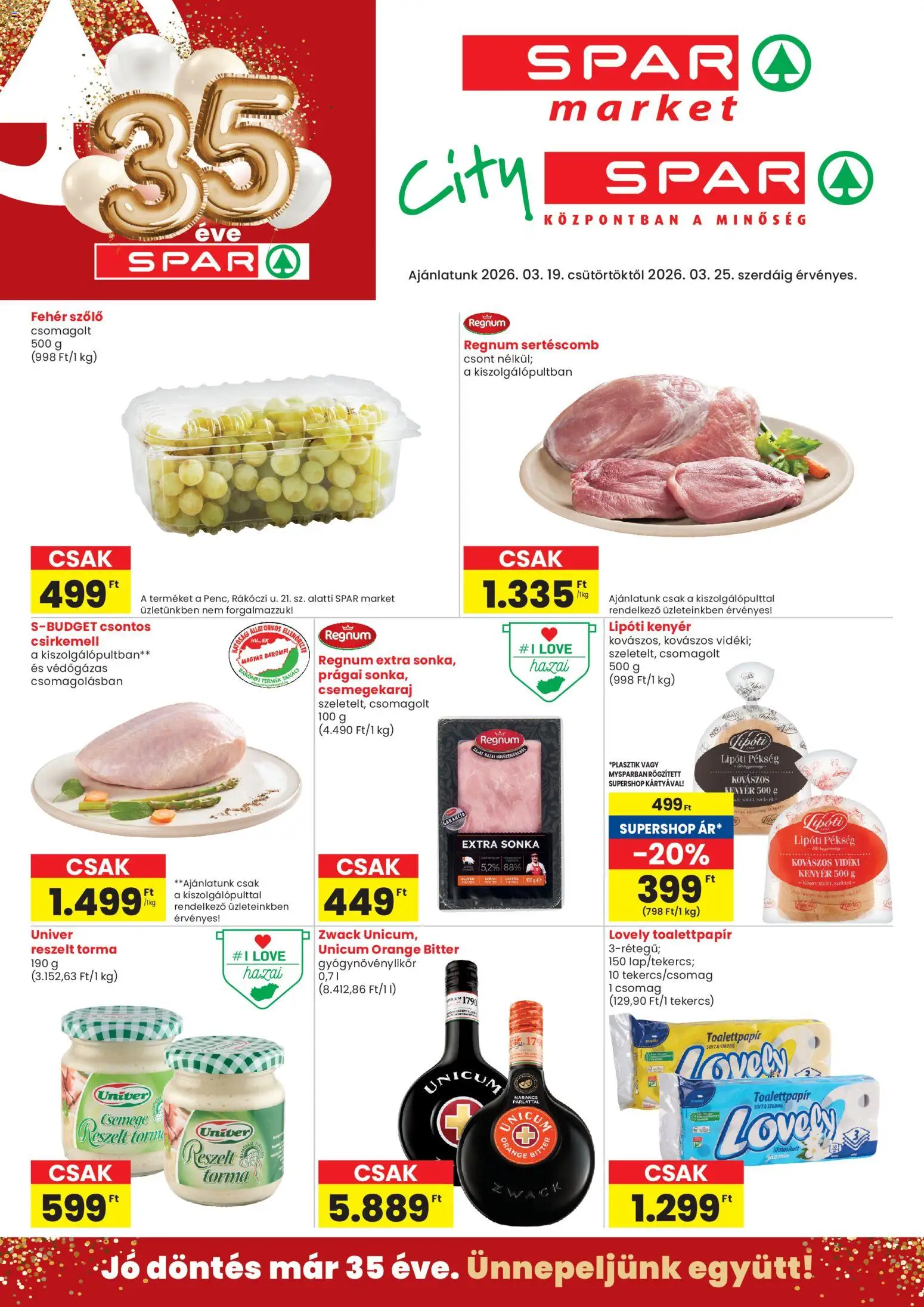 Spar Market akciós újság - 1oldal - érvényes 2026.03.19.-tól