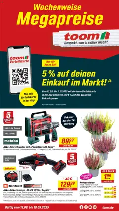 Vorschau Toom Baumarkt - Prospekt gültig ab 13.09.2025