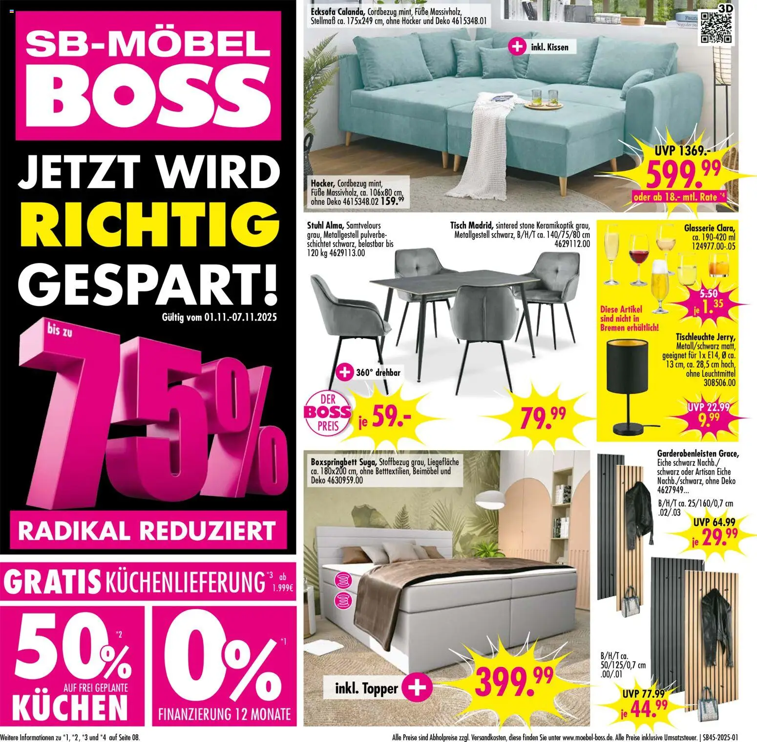 SB Möbel Boss Prospekt 	 - Seite 1 - gültig ab 01.11.2025