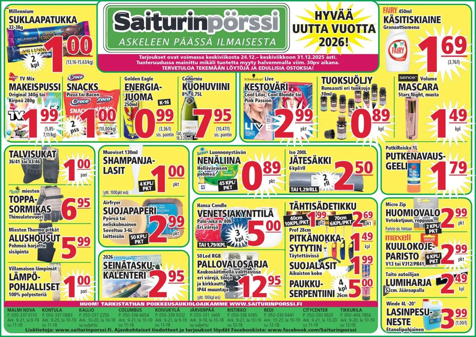 Saiturinpörssi tarjoukset - sivu 1- voimassa alkaen 24/12/2025