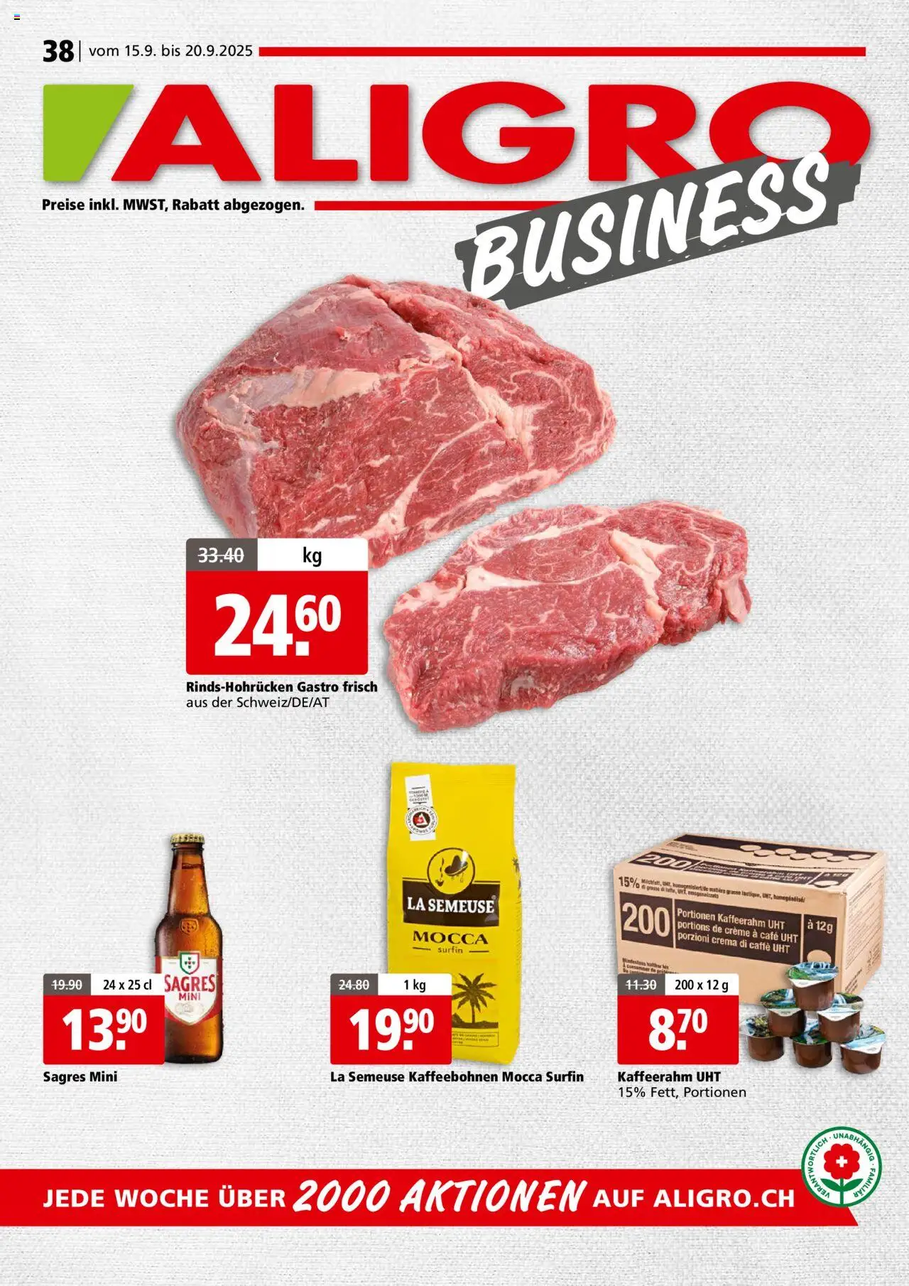Aligro Aktionen Businesskunden - Chavannes, Matran, Genf, Sitten - Seite 1- gültig ab 15.09.2025
