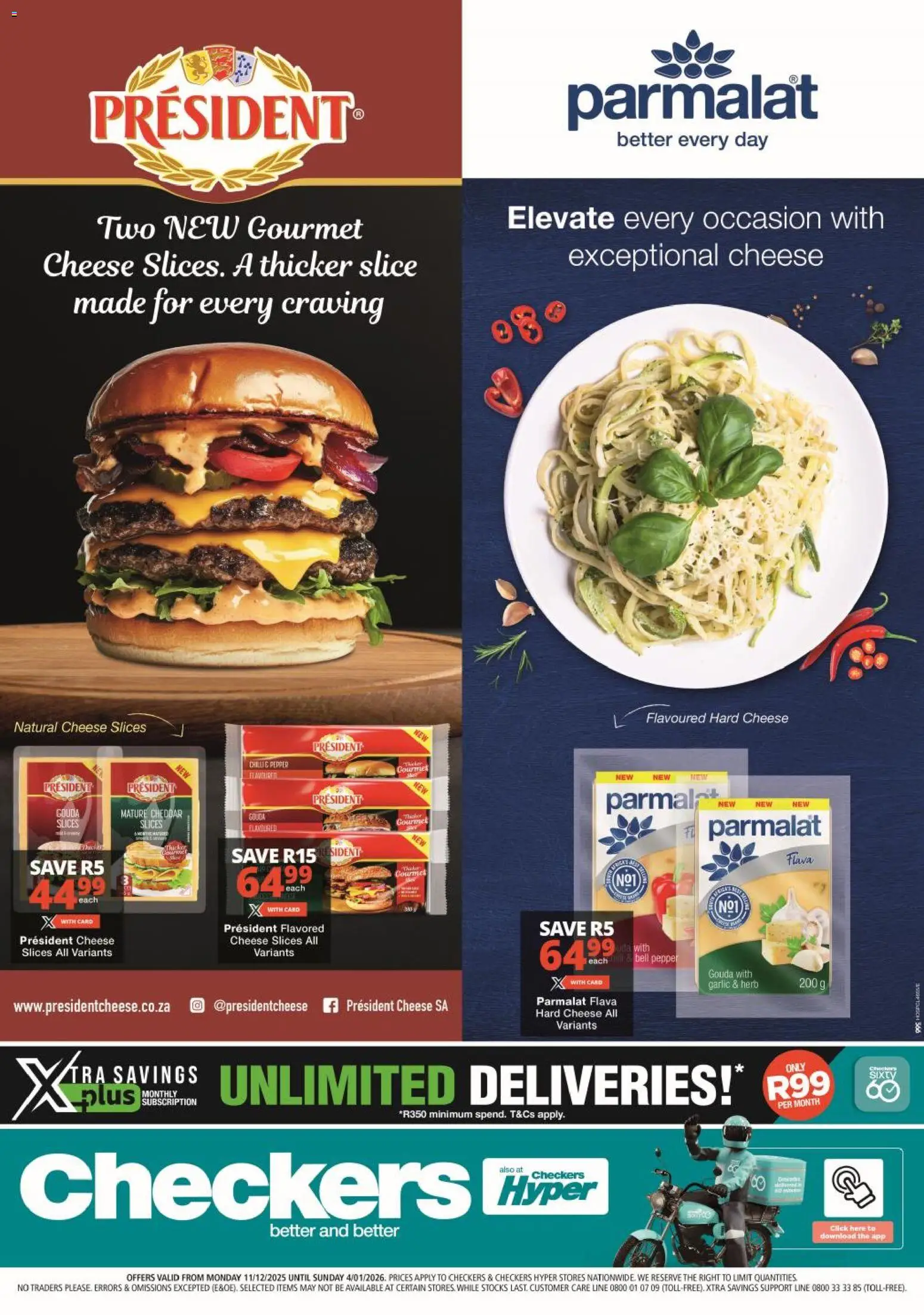 Checkers - President & Parmalat Promotion - page 1- valid from 11/12/2025