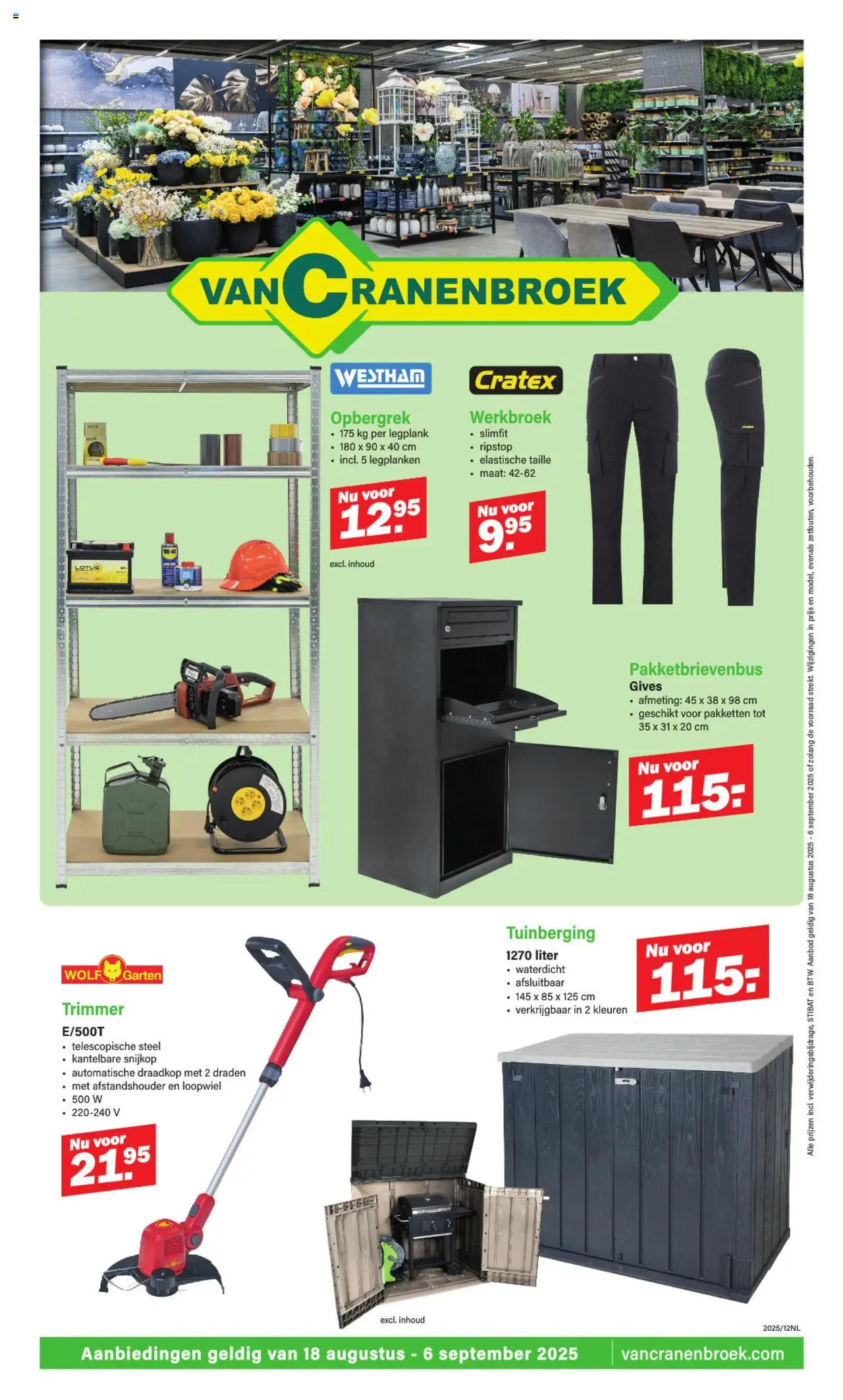 Van Cranenbroek - Folder - pagina 1- geldig vanaf 18-08-2025