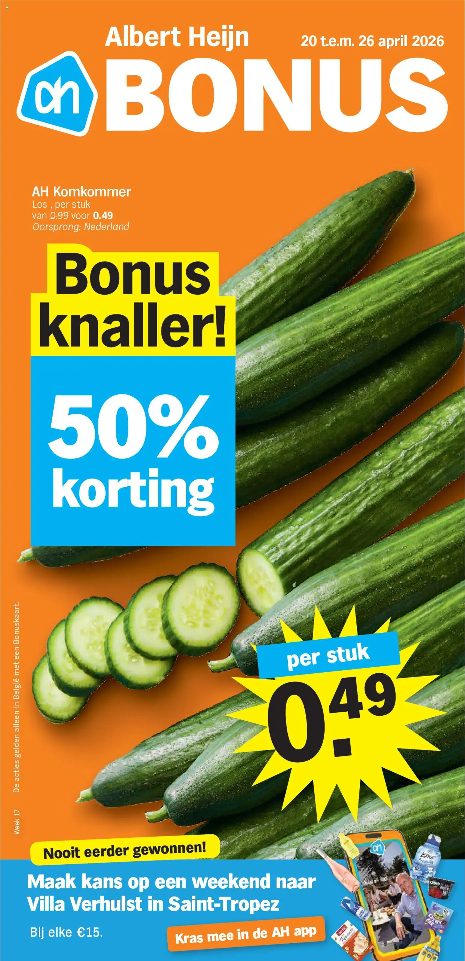 Albert Heijn Folder week / de la semaine 17 - pagina 1- geldig vanaf 20/04/2026