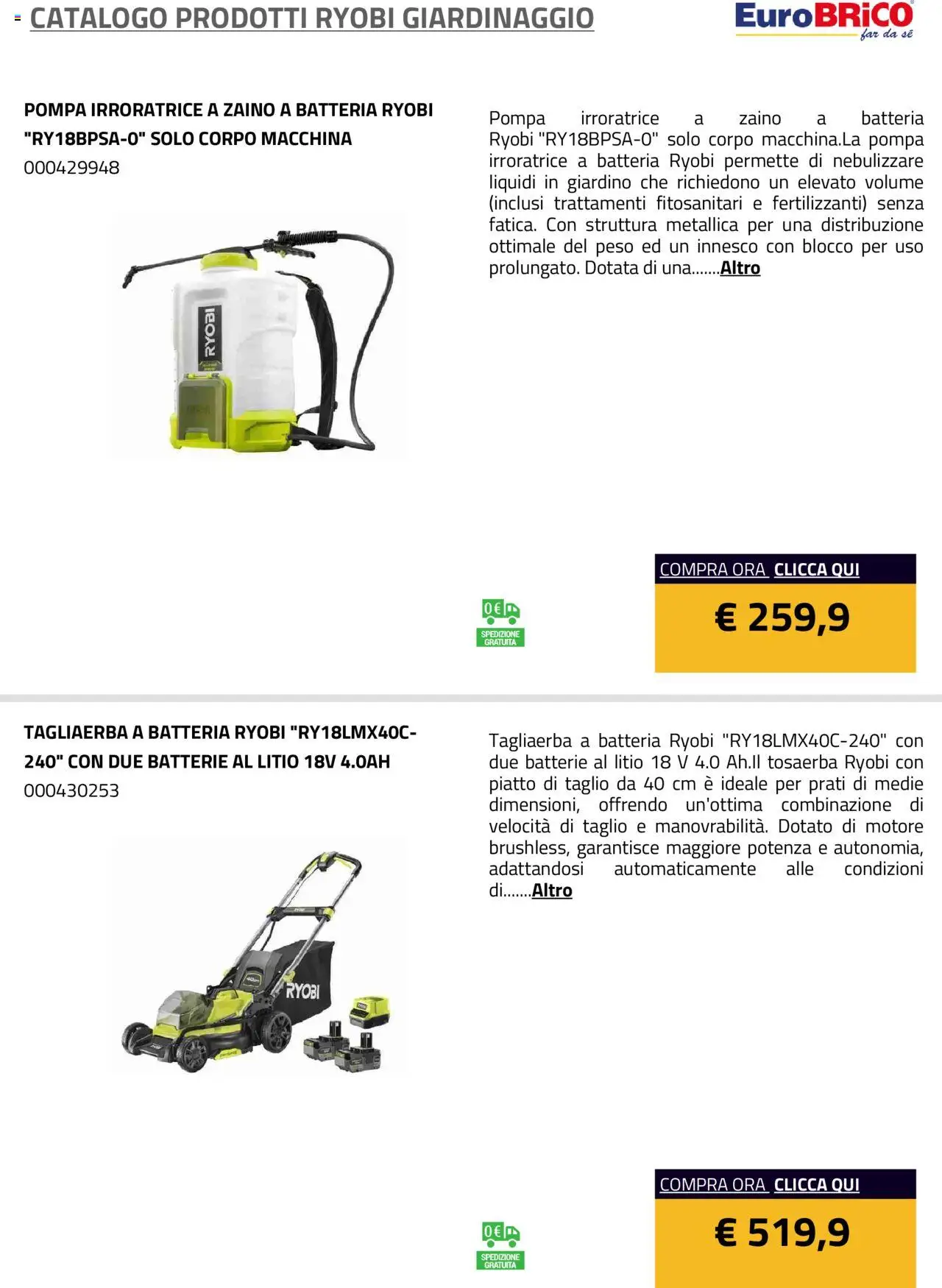 Eurobrico Prodotti Ryobi Giardinaggio catalogo - pagina 56 - valido dal 23/07/2025