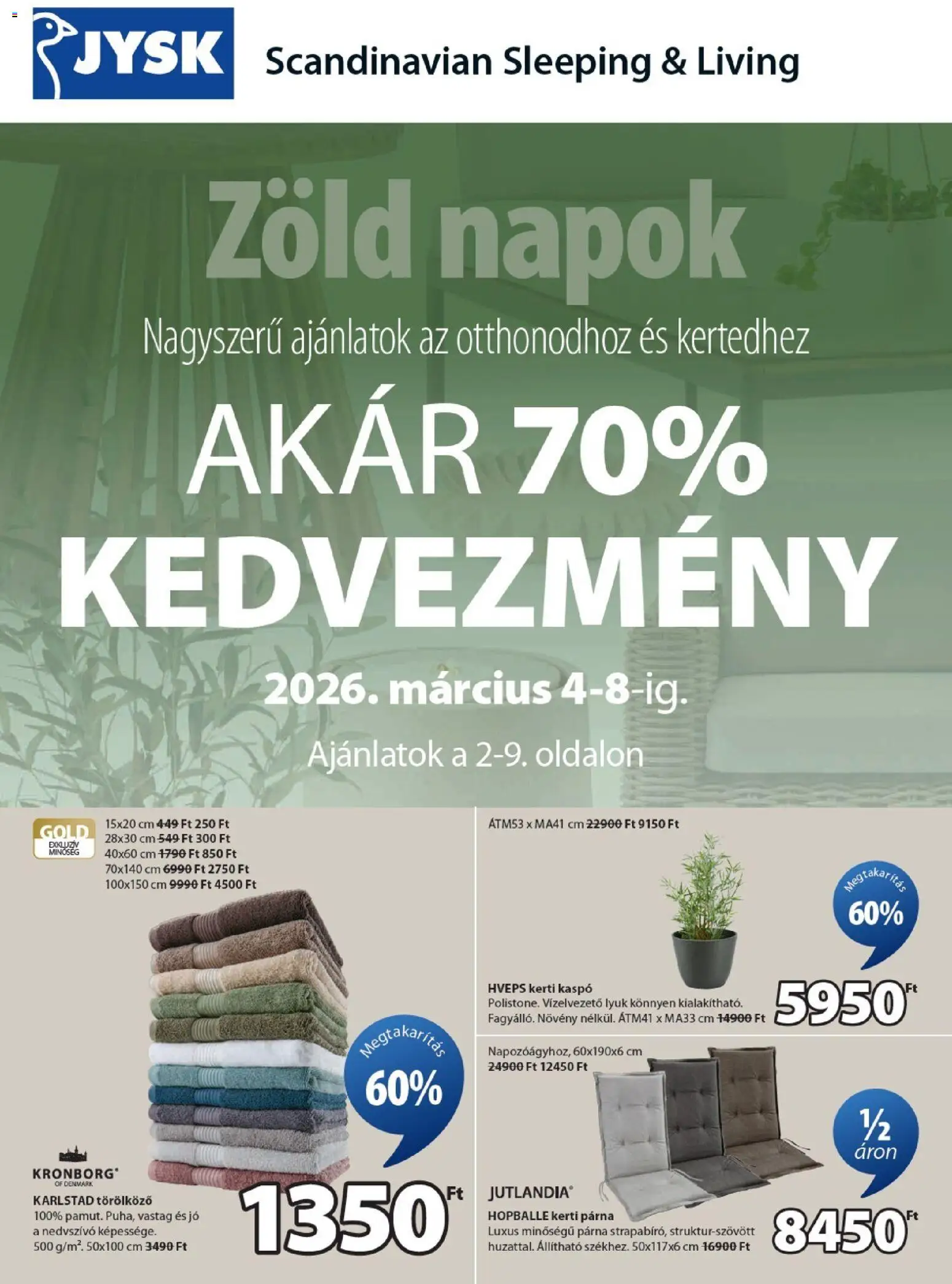 JYSK akciós újság - 1oldal - érvényes 2026.03.04.-tól