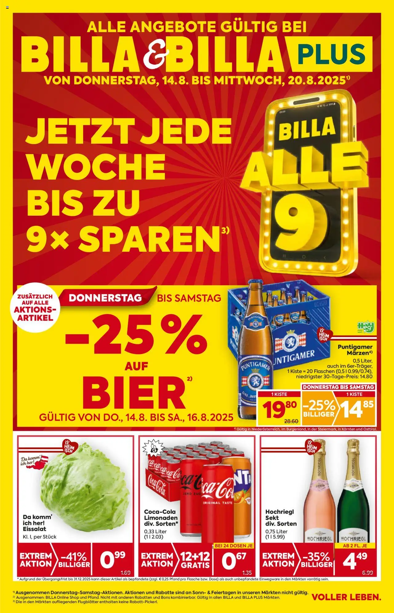 Billa Flugblatt - Kärnten - Seite 1- gültig ab 14.08.2025