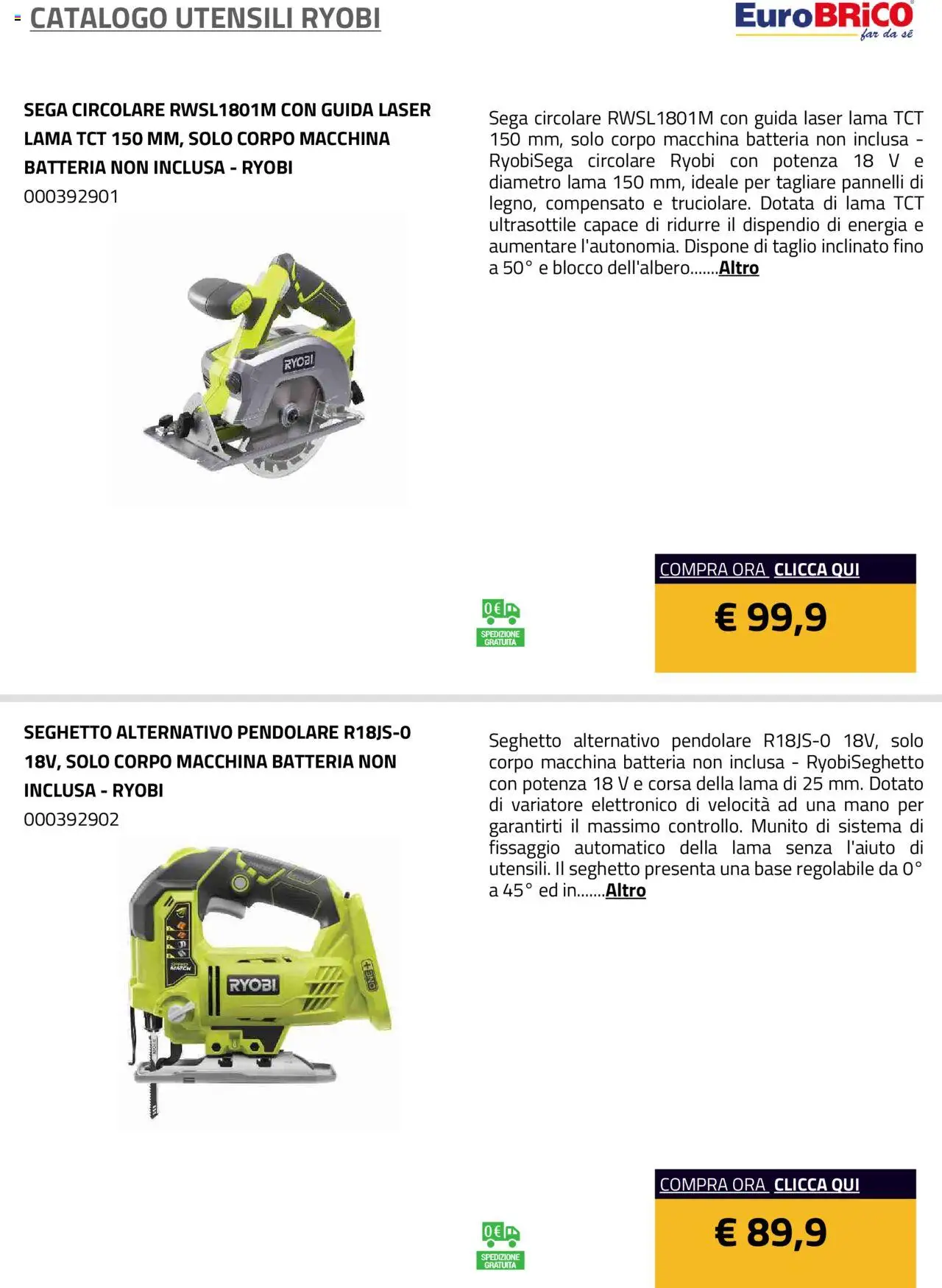 Eurobrico Utensili Ryobi catalogo - pagina 8 - valido dal 23/07/2025