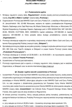 Podgląd Makro Gazetka - Regulamin Kup BIC i zyskaj ważny od 22.08.2025