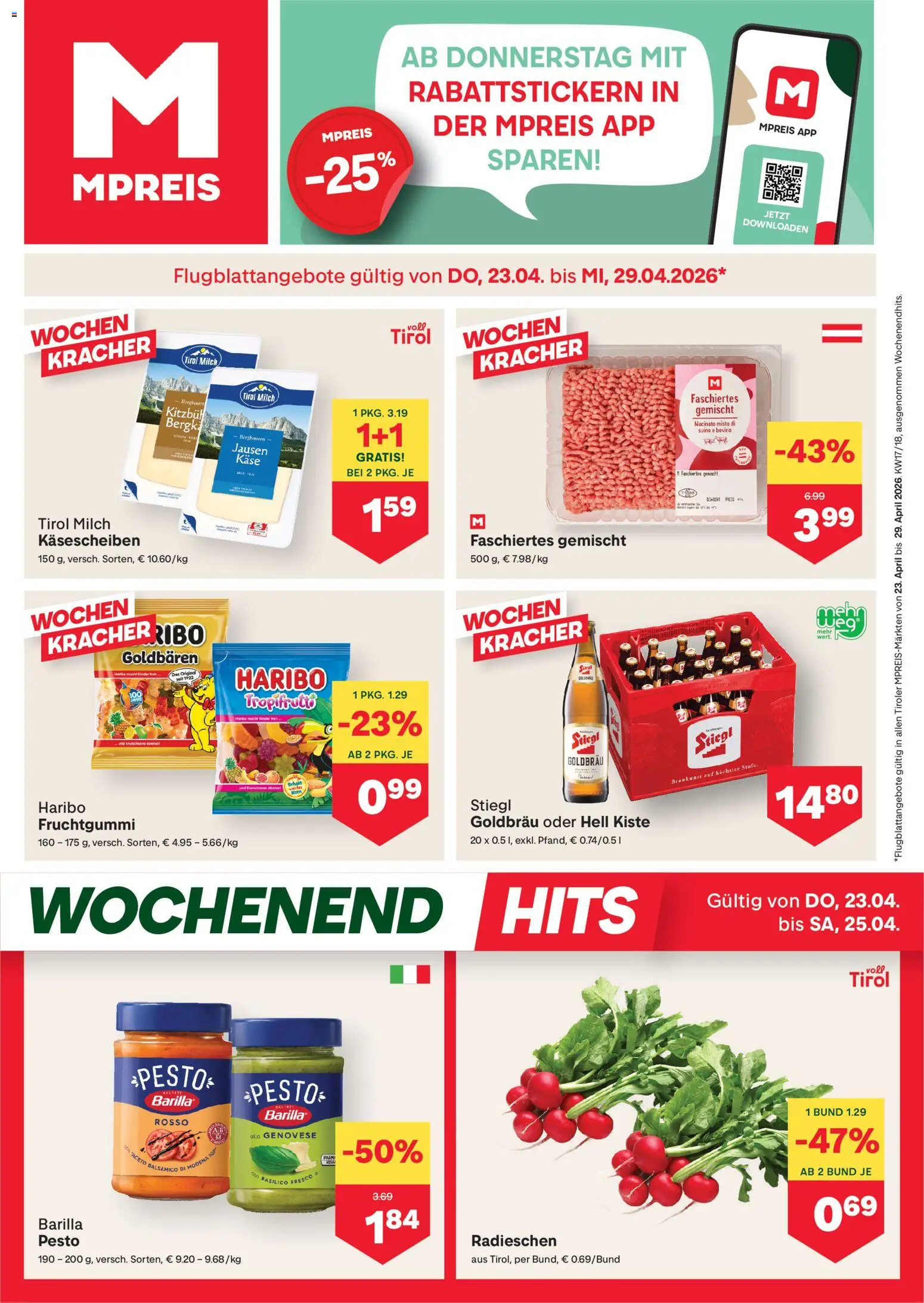 MPREIS Flugblatt - Seite 1- gültig ab 23.04.2026