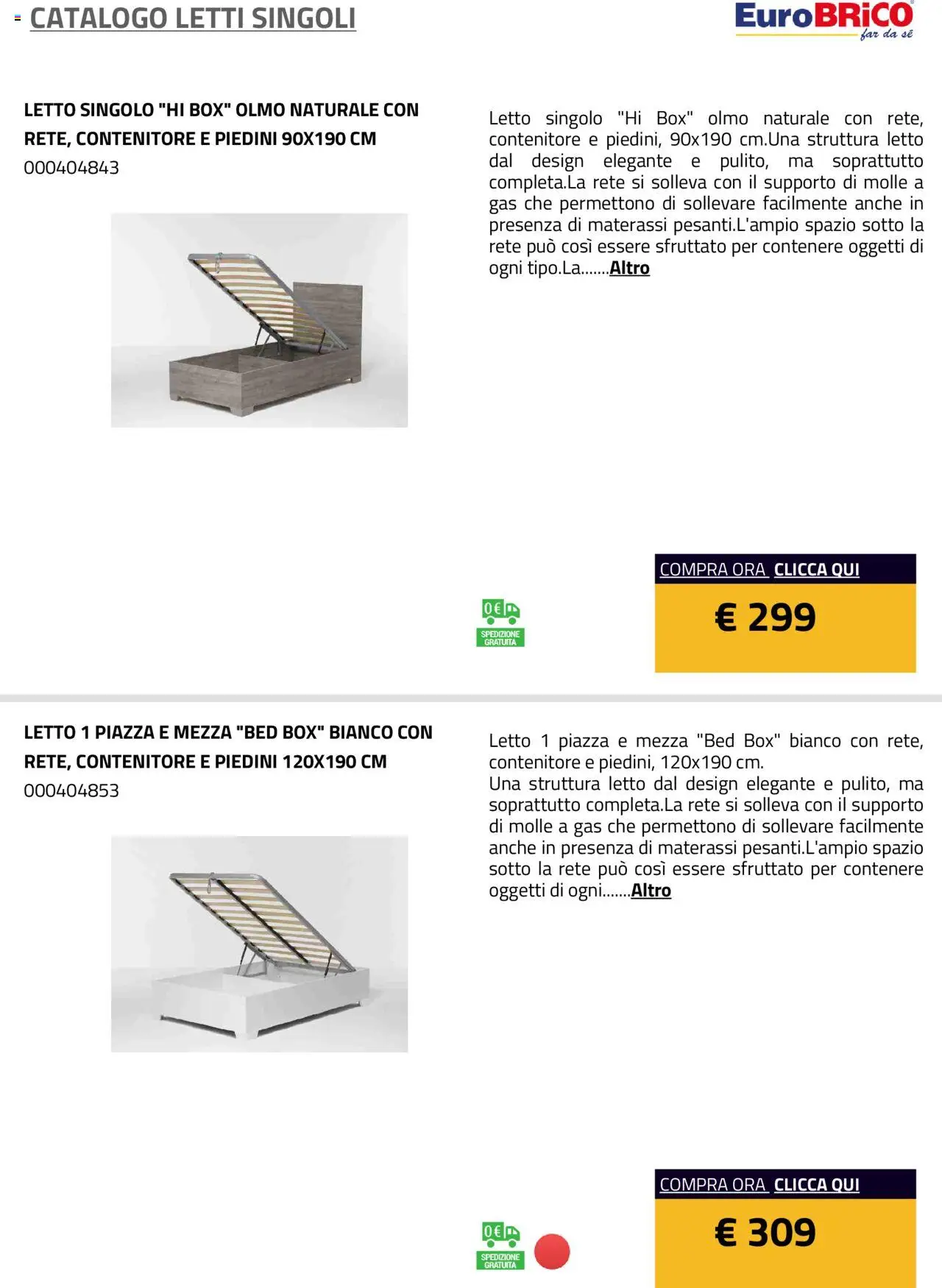 Eurobrico Letti Singoli catalogo - pagina 19 - valido dal 23/07/2025