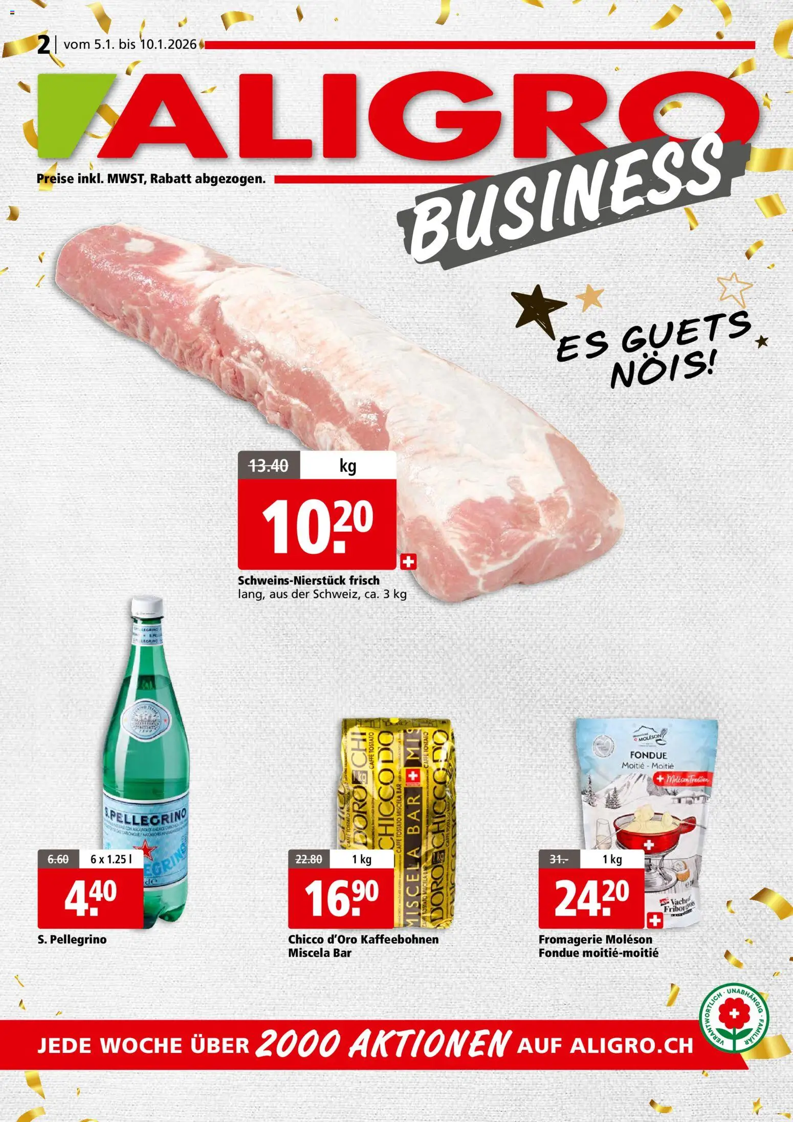 Aligro Aktionen Business Chavannes, Matran, Genf, Sitten - Seite 1- gültig ab 05.01.2026