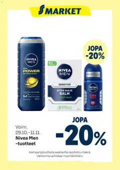 Esikatselu S-market tarjoukset Nivea Men voimassa alkaen 29/10/2025