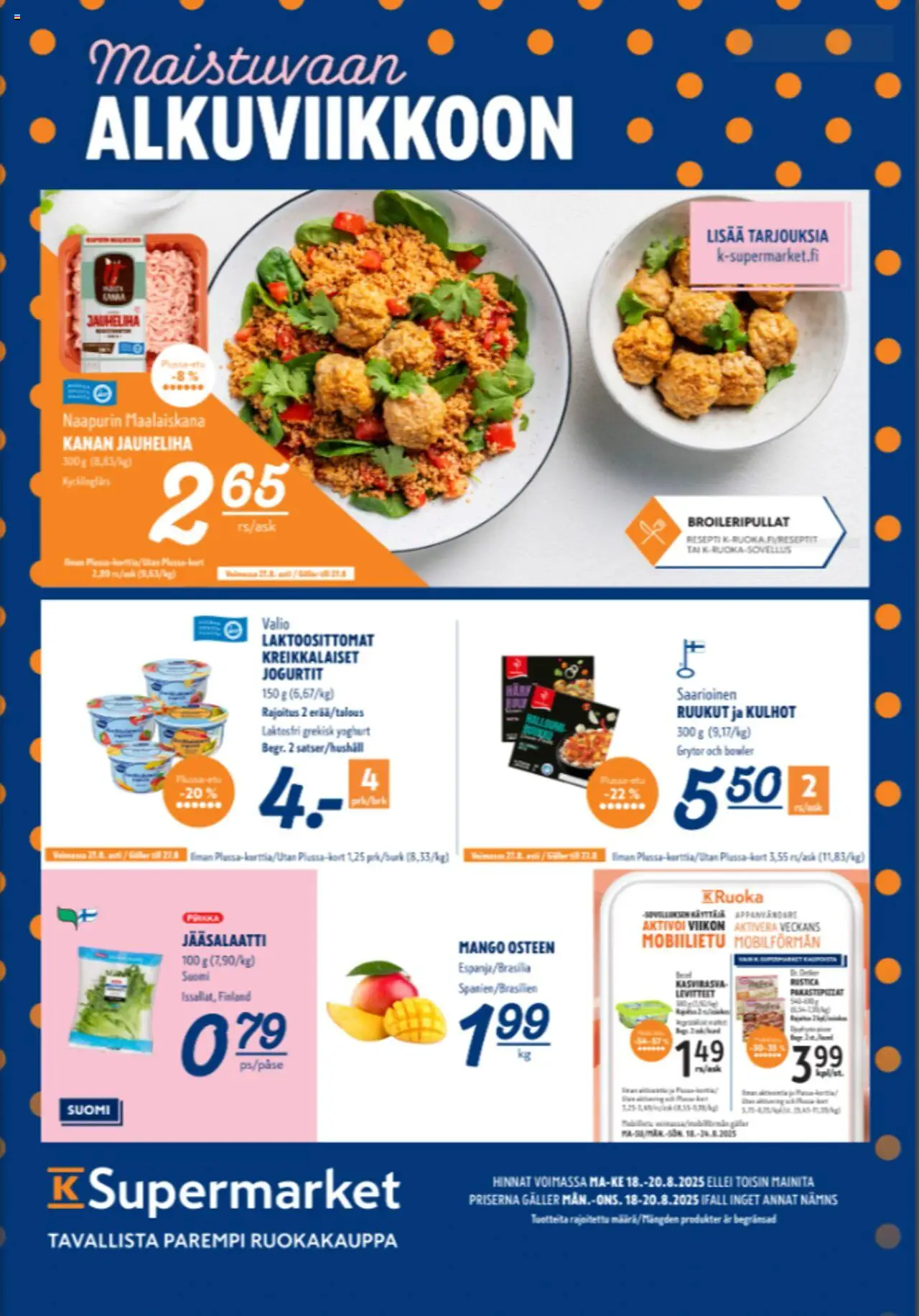 K-Supermarket tarjoukset - sivu 1- voimassa alkaen 18/08/2025