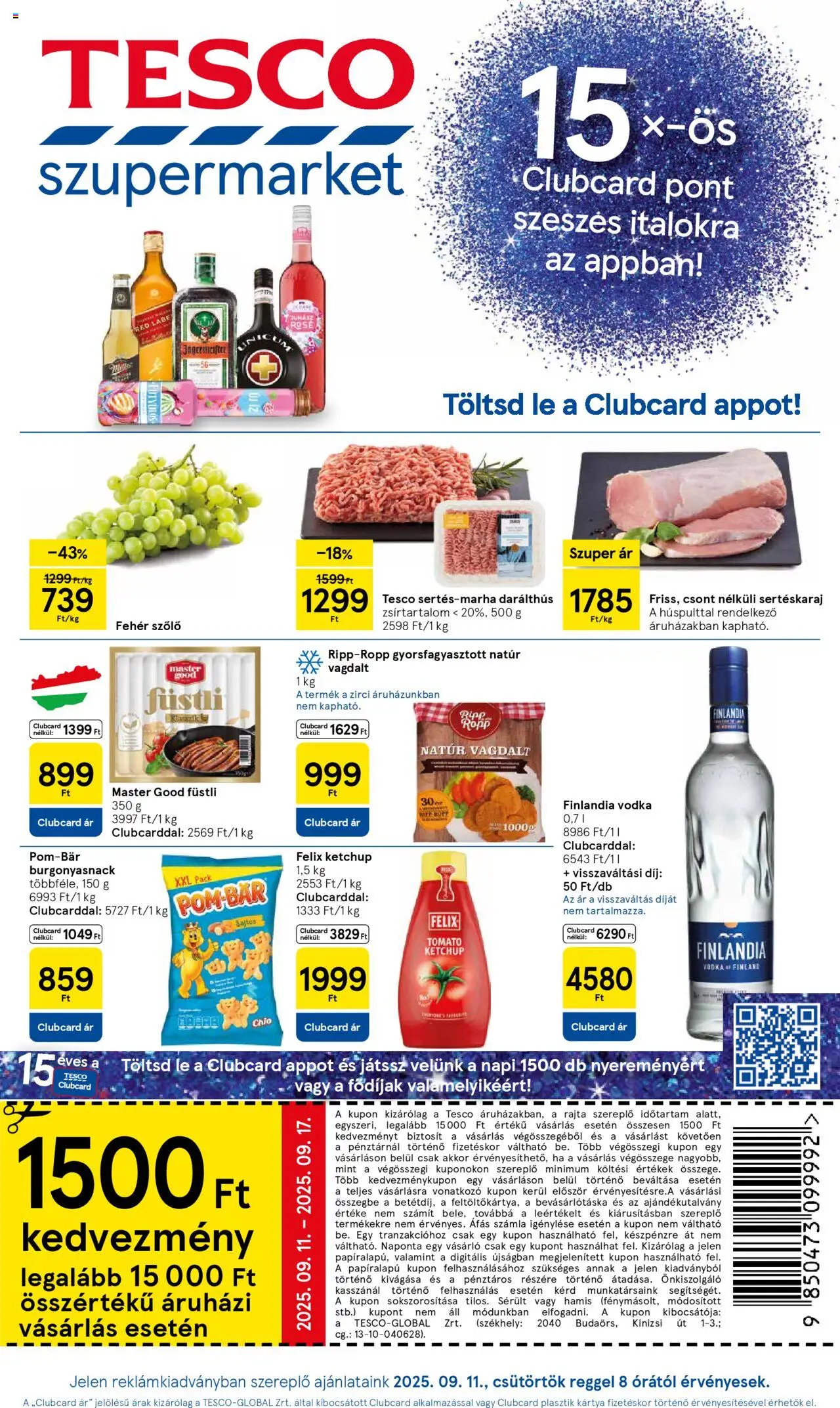 Tesco Szupermarket - Akciós újság  - 1oldal - érvényes 2025.09.11.-tól