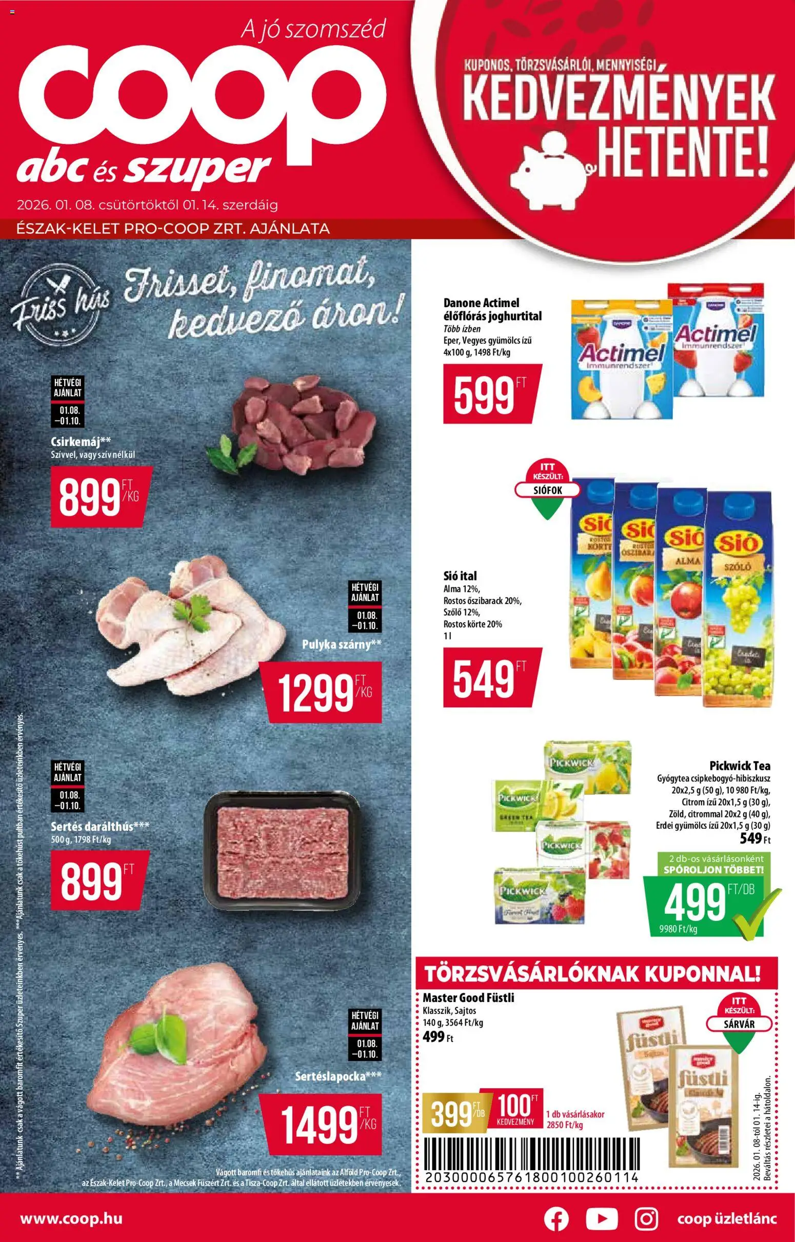 COOP - Újság Észak Kelet Pro-Coop Zrt - 1oldal - érvényes 2026.01.08.-tól